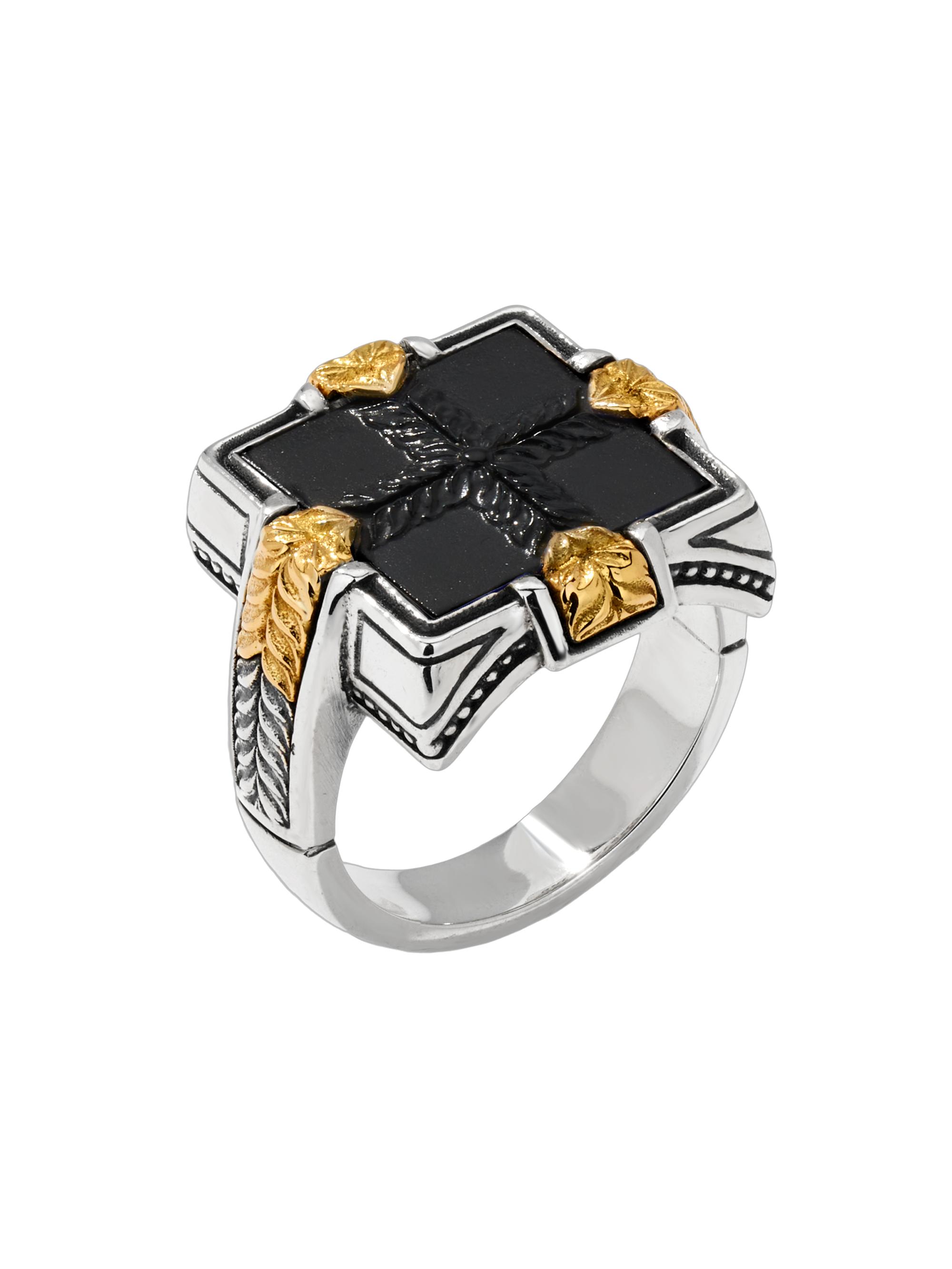 Konstantino Men's Laconia Sterling Silver, 18K Yellow Gold & Onyx Ring