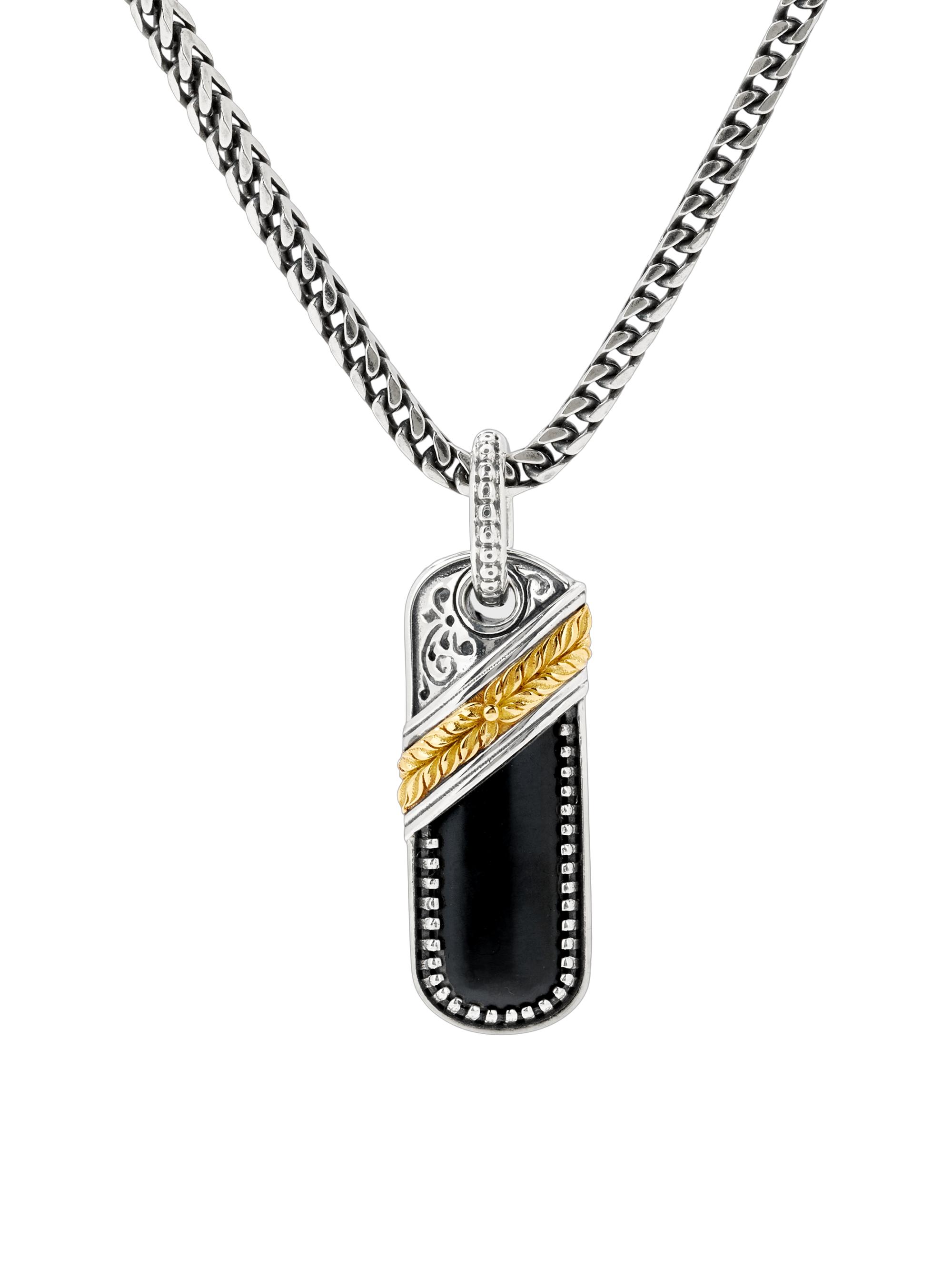 Konstantino Women's Laconia Sterling Silver, 18K Yellow Gold & Onyx Pendant