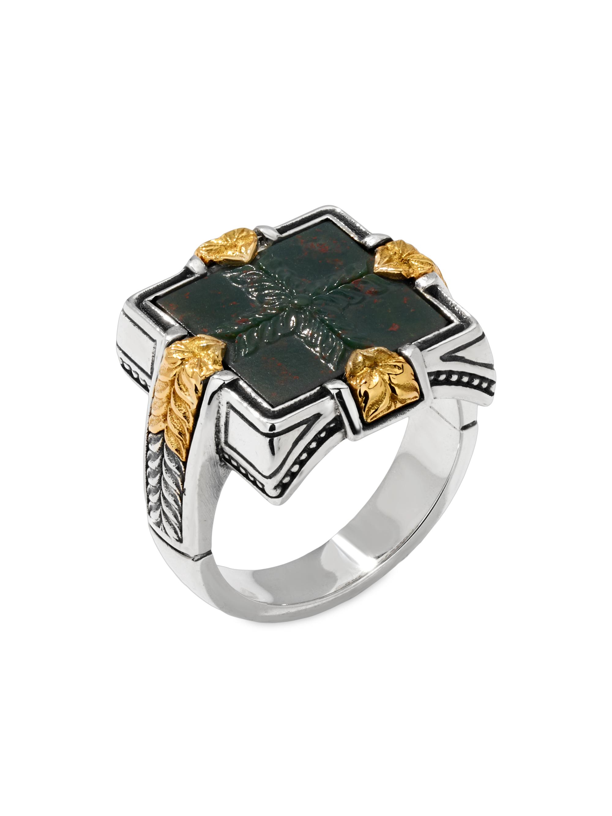 Konstantino Men's Laconia 18K Gold, Sterling Silver & Bloodstone Ring
