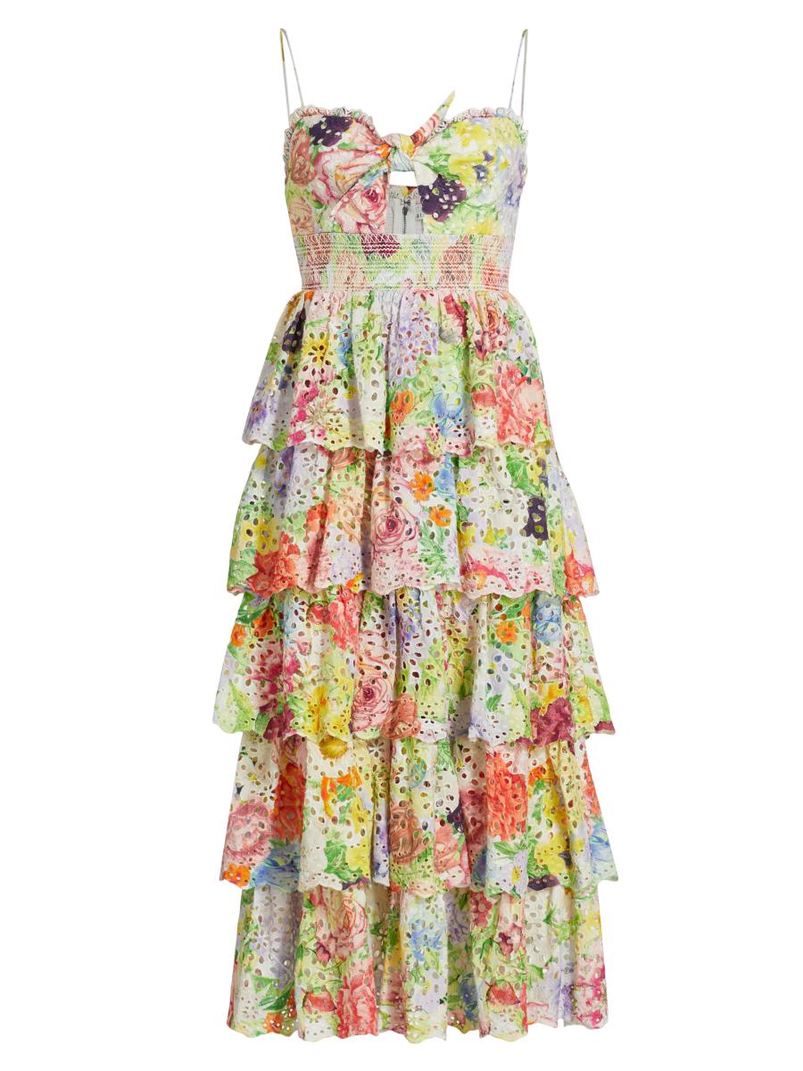 ALICE+OLIVIA フローラルプリント マキシドレス FIFI Alice + Olivia Fifi Floral Fitted Maxi-Dress | Saks Fifth Avenue