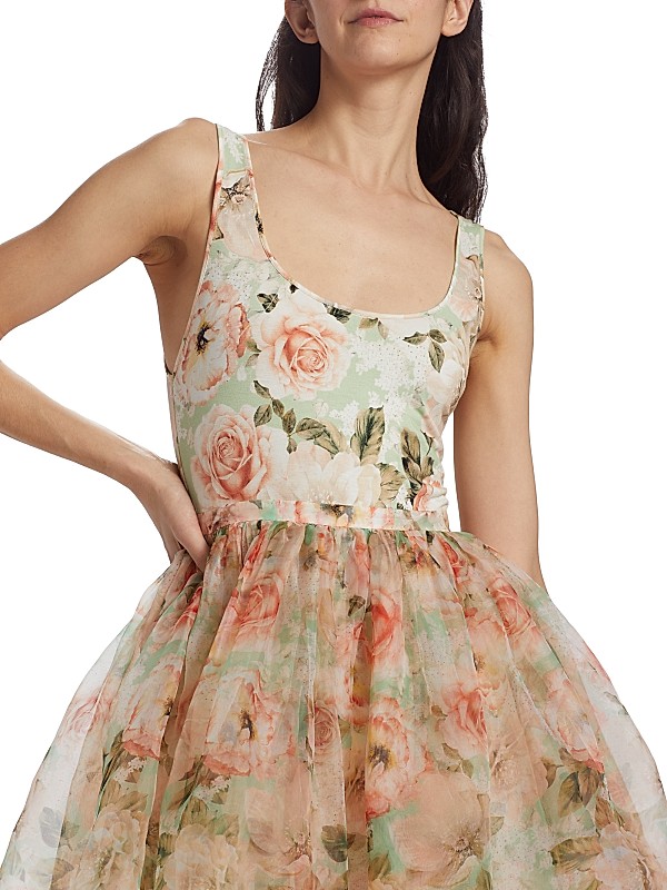 Shop Alice + Olivia Chara Floral Chiffon Minidress | Saks Shop Alice + Olivia Chara Floral Chiffon Minidress | Saks