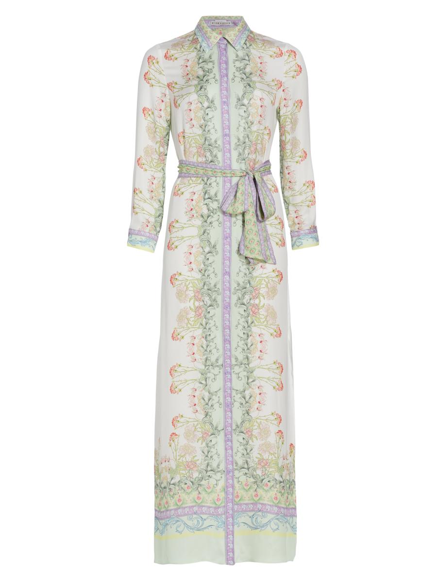 ALICE+OLIVIA ペイズリー柄デニム マキシワンピース CHASSIDY Chassidy Denim Shirt Dress In Laser Paisley | Alice + Olivia