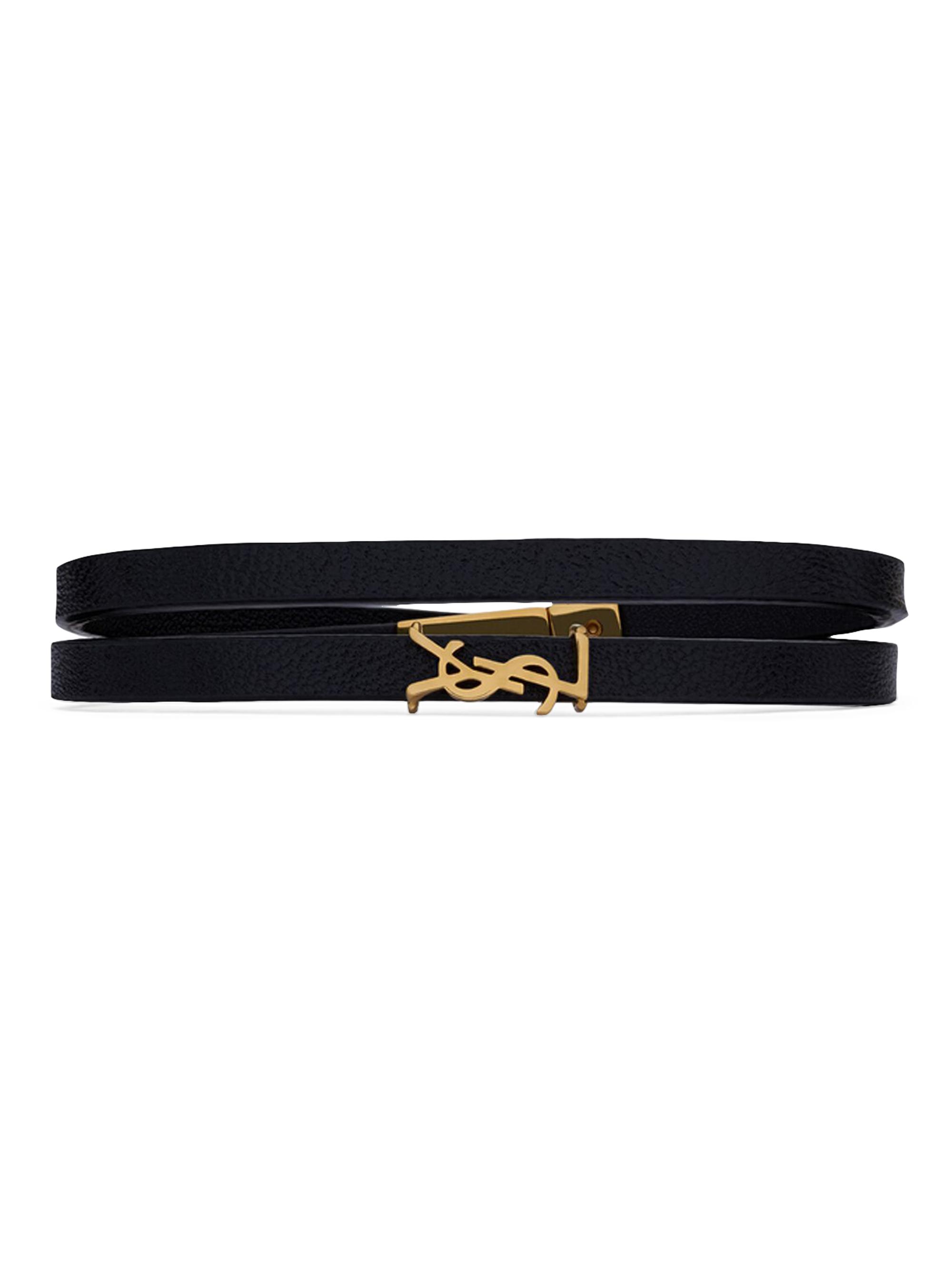 Saint Laurent Women's Opyum Double Wrap Bracelet in Leather and Metal - Black