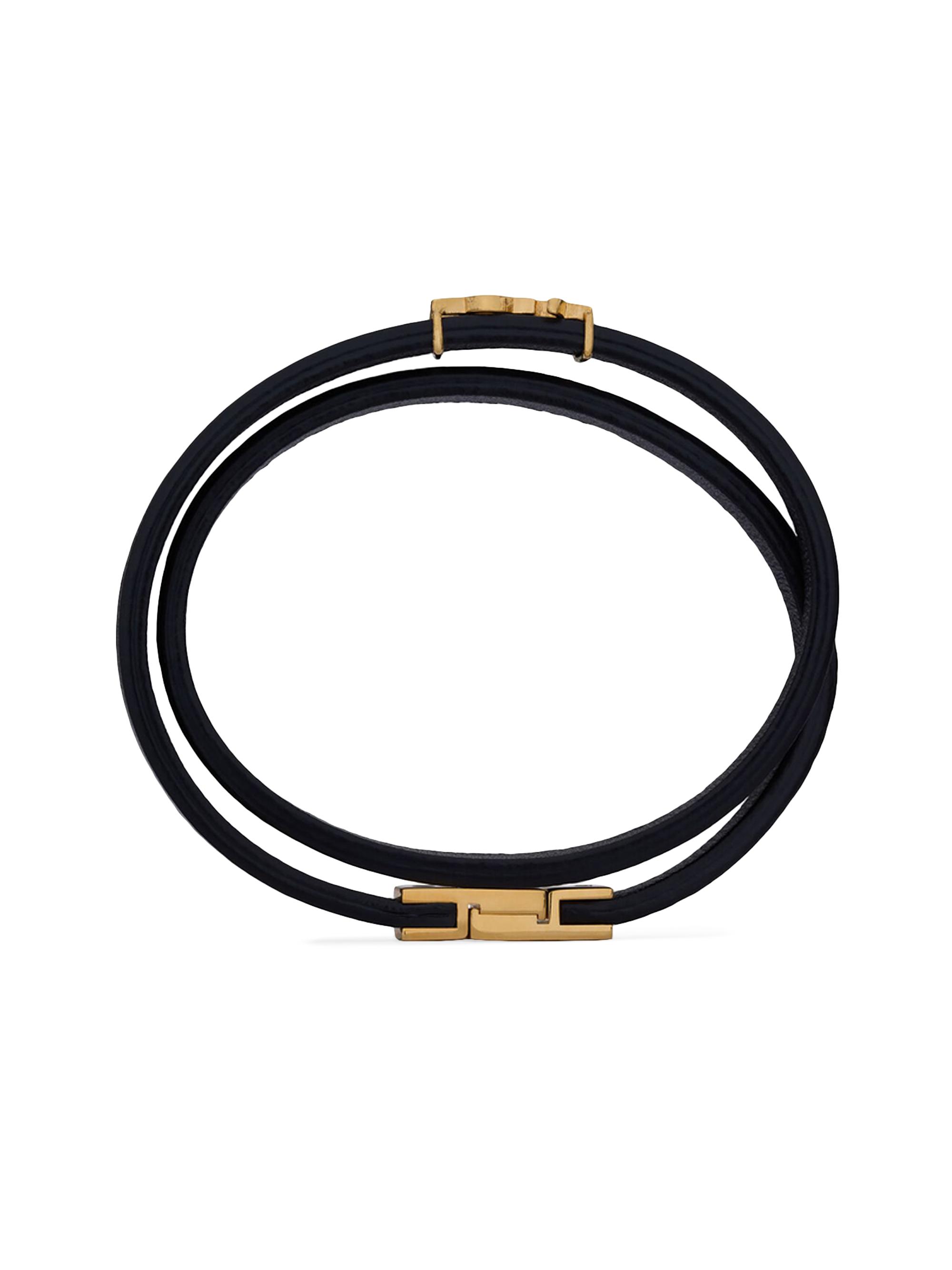 Saint Laurent Opyum Double Wrap Bracelet in Leather and Metal
