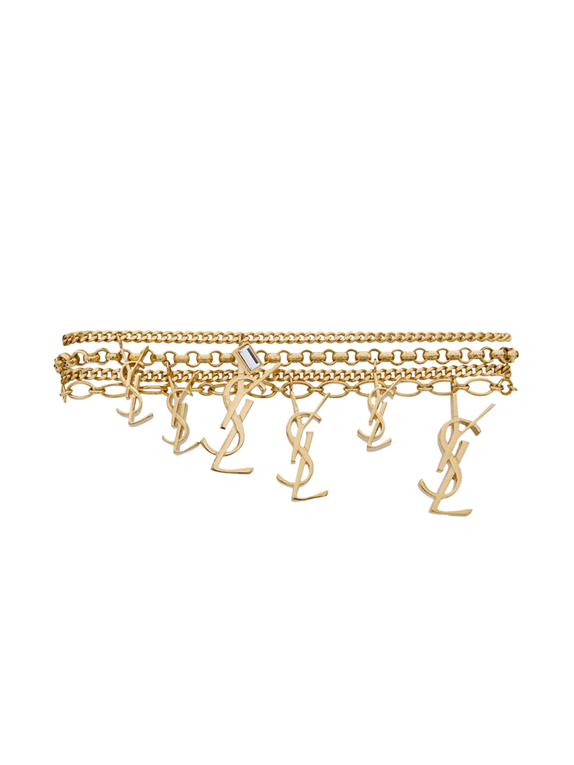 Saint Laurent Women's Multi Cassandre Bracelet in Metal and Rhinestone - Crystal And Gold