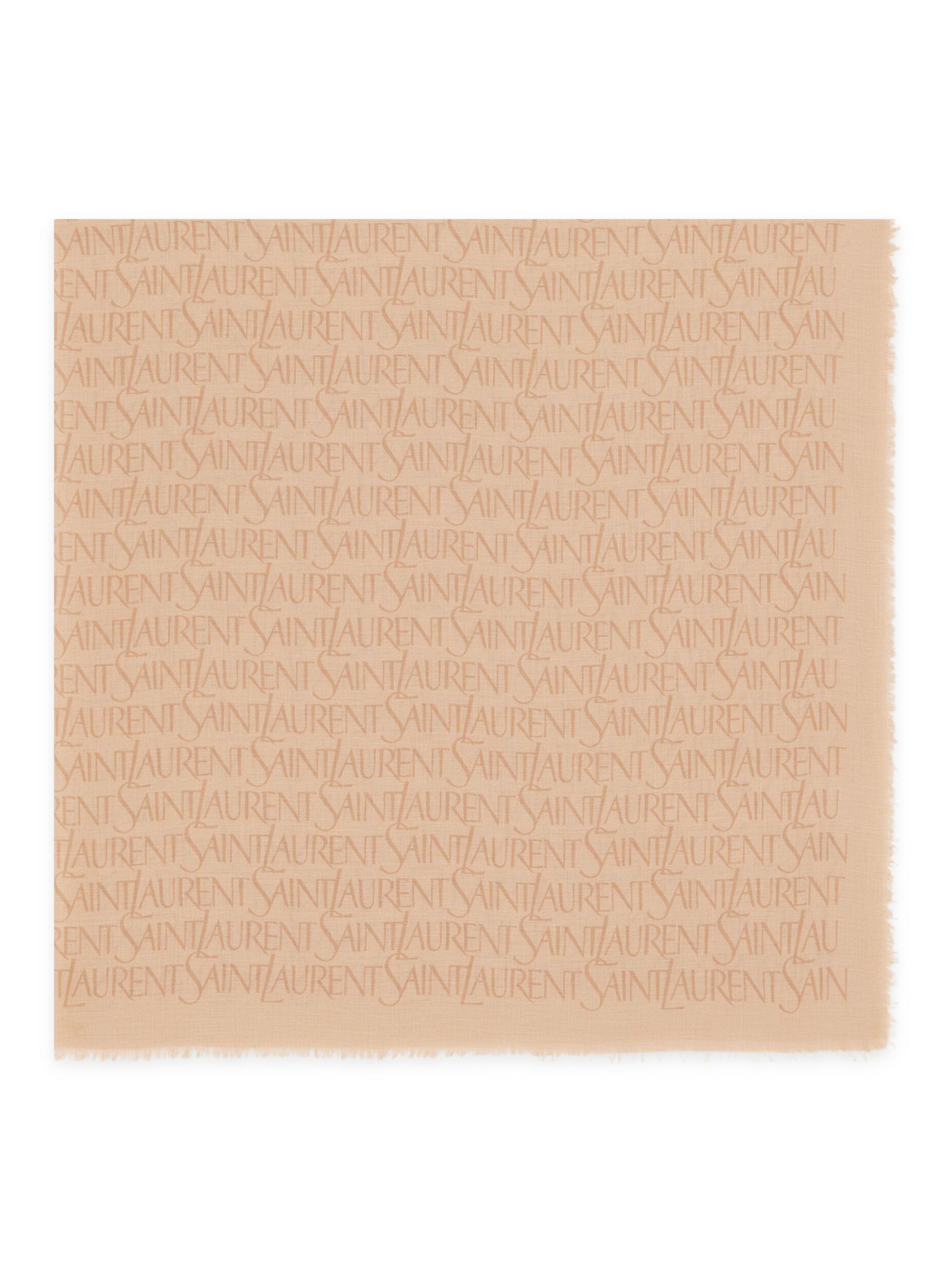 Saint Laurent Women's   Square Scarf in Modal and Cashmere - Beige And Light Brown