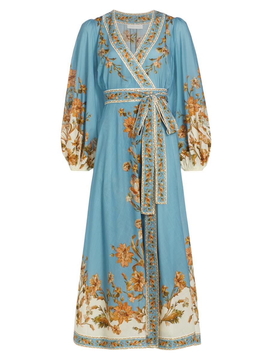 【Zimmermann】ラップディテール ミディドレス Zimmermann TALLOW ラップミディドレス - Teal Multi Floral