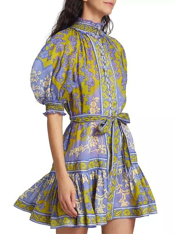 Raie belted floral-print cotton-poplin mini wrap dress