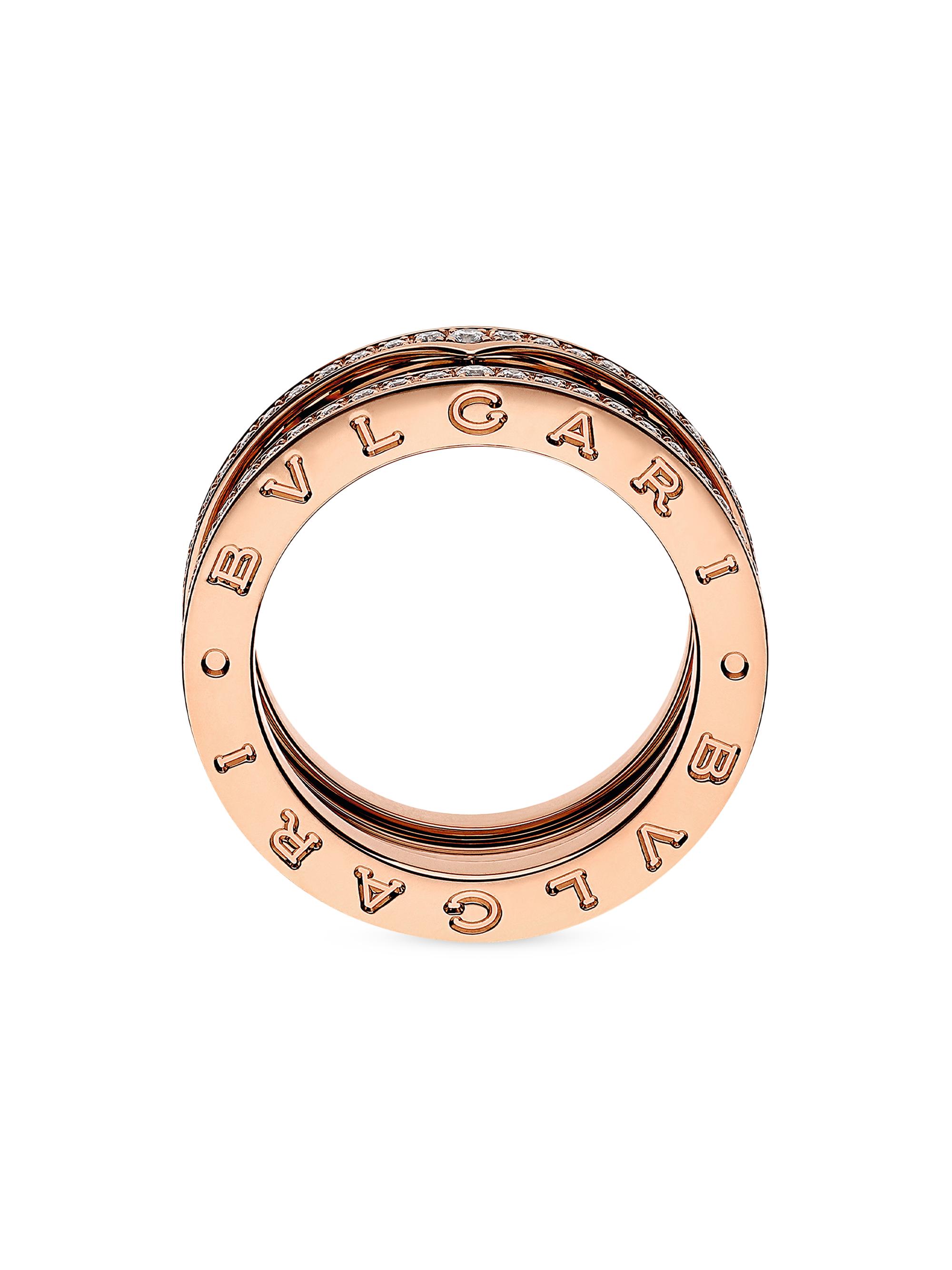 BVLGARI B.ZERO1 18K Rose Gold & Diamond Two-Band Ring | Saks Fifth