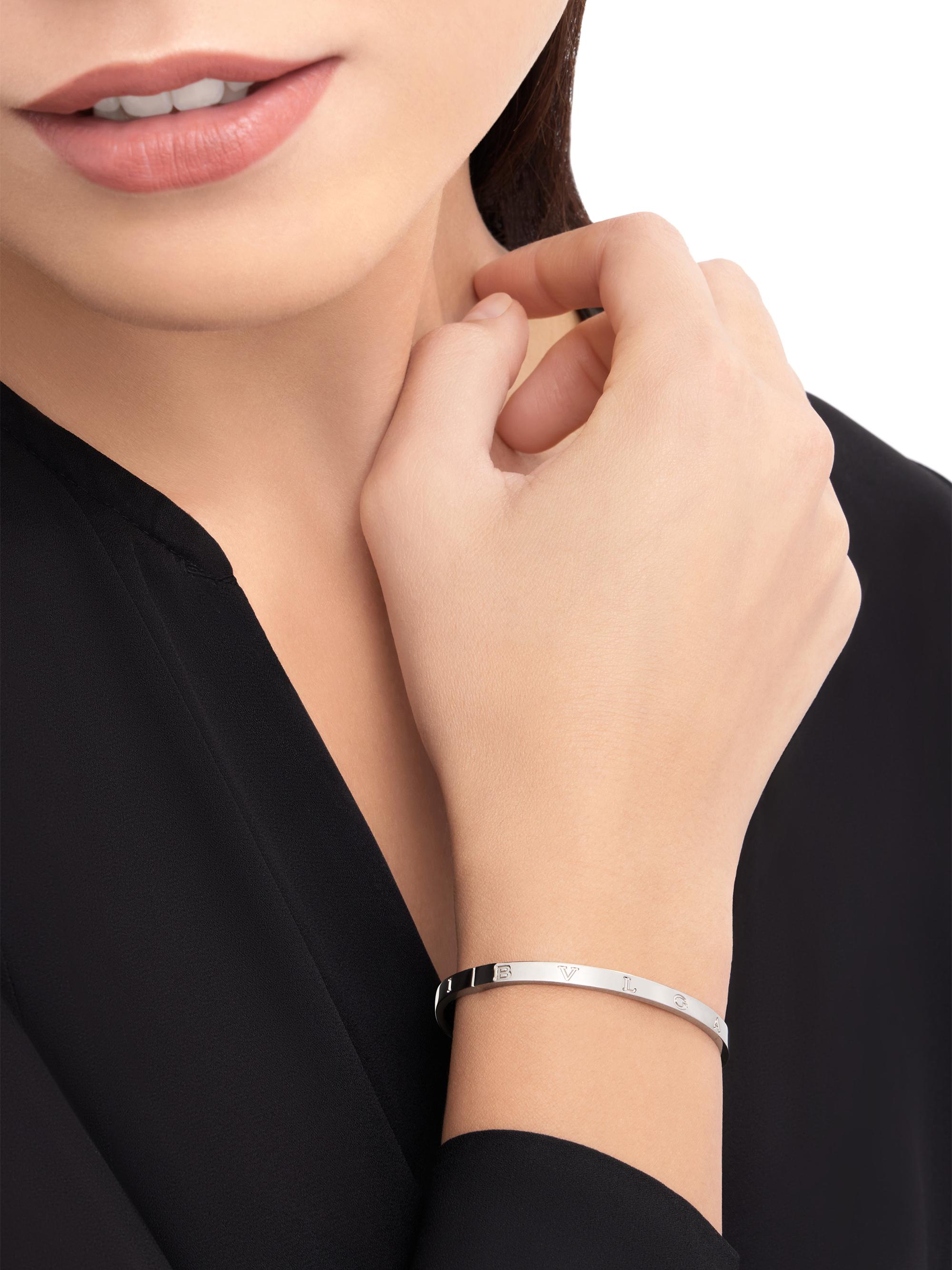 BVLGARI B.zero1 18K White Gold Logo Bangle Bracelet | Saks Fifth