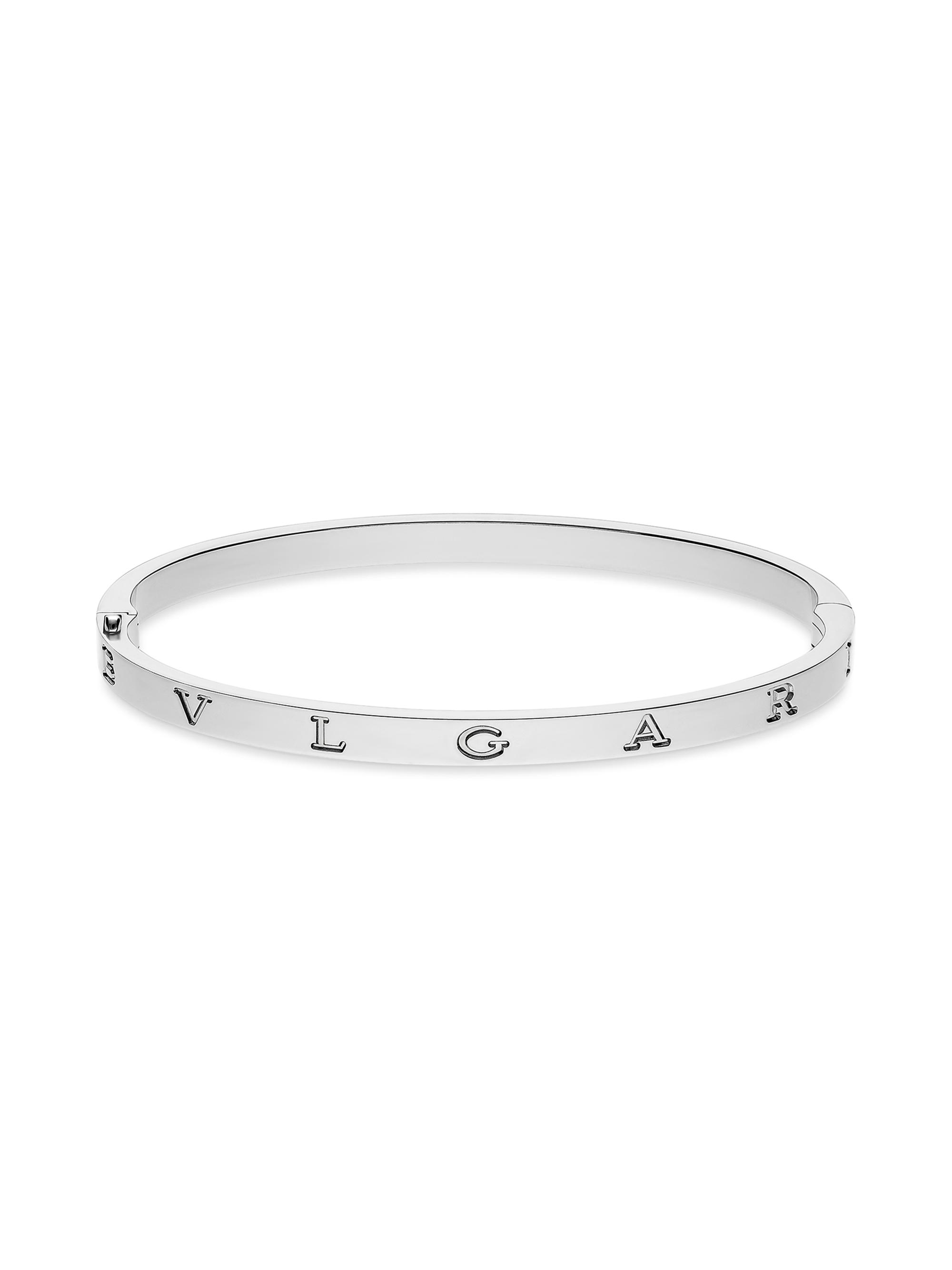 BVLGARI B.zero1 18K White Gold Logo Bangle Bracelet | Saks Fifth