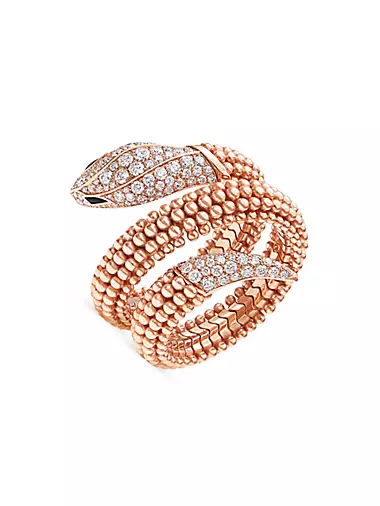 Serpenti 18K Rose Gold, Diamond & Onyx Ring