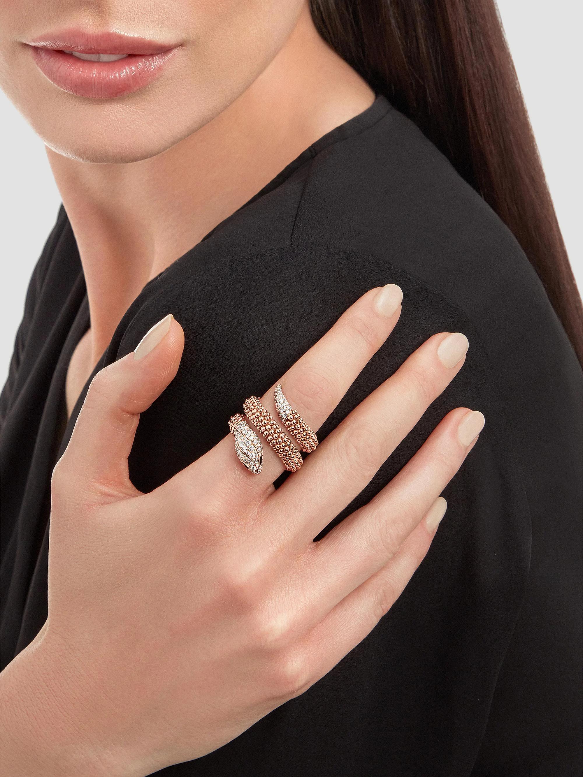 BVLGARI Serpenti 18K Rose Gold, Diamond & Onyx Ring | Saks Fifth