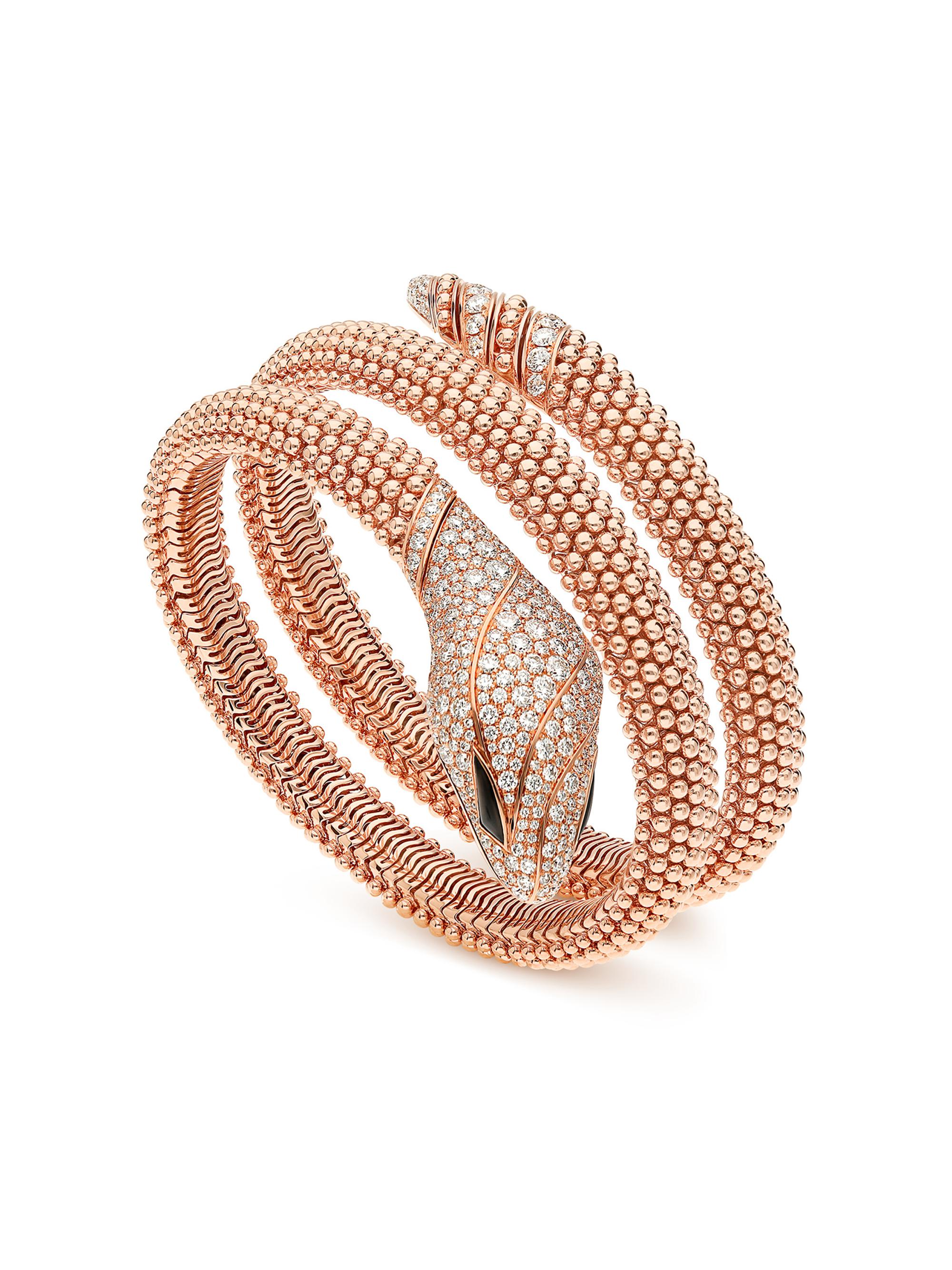 BVLGARI Serpenti 18K Rose Gold, 3.13 TCW Diamond & Onyx Spiral