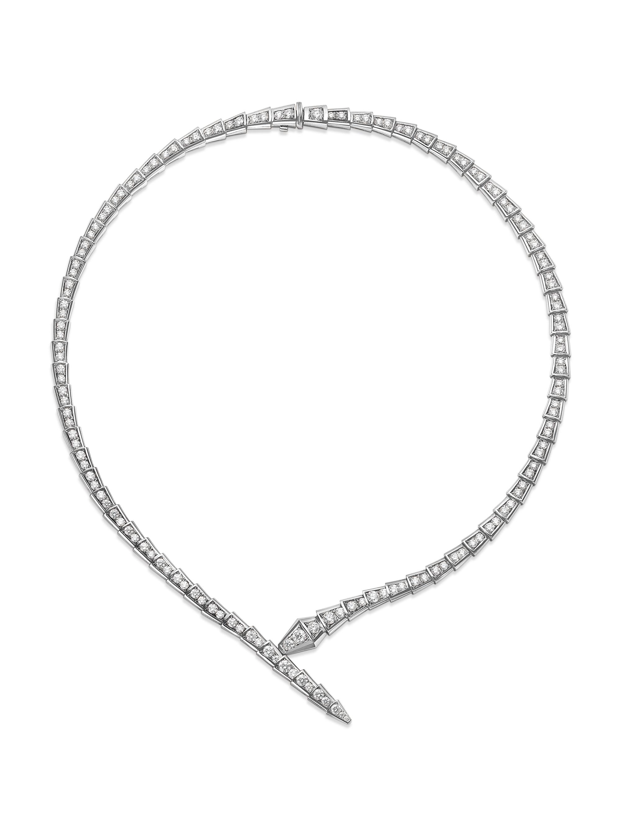 BVLGARI Serpenti Viper 18K White Gold & Diamond Necklace | Saks