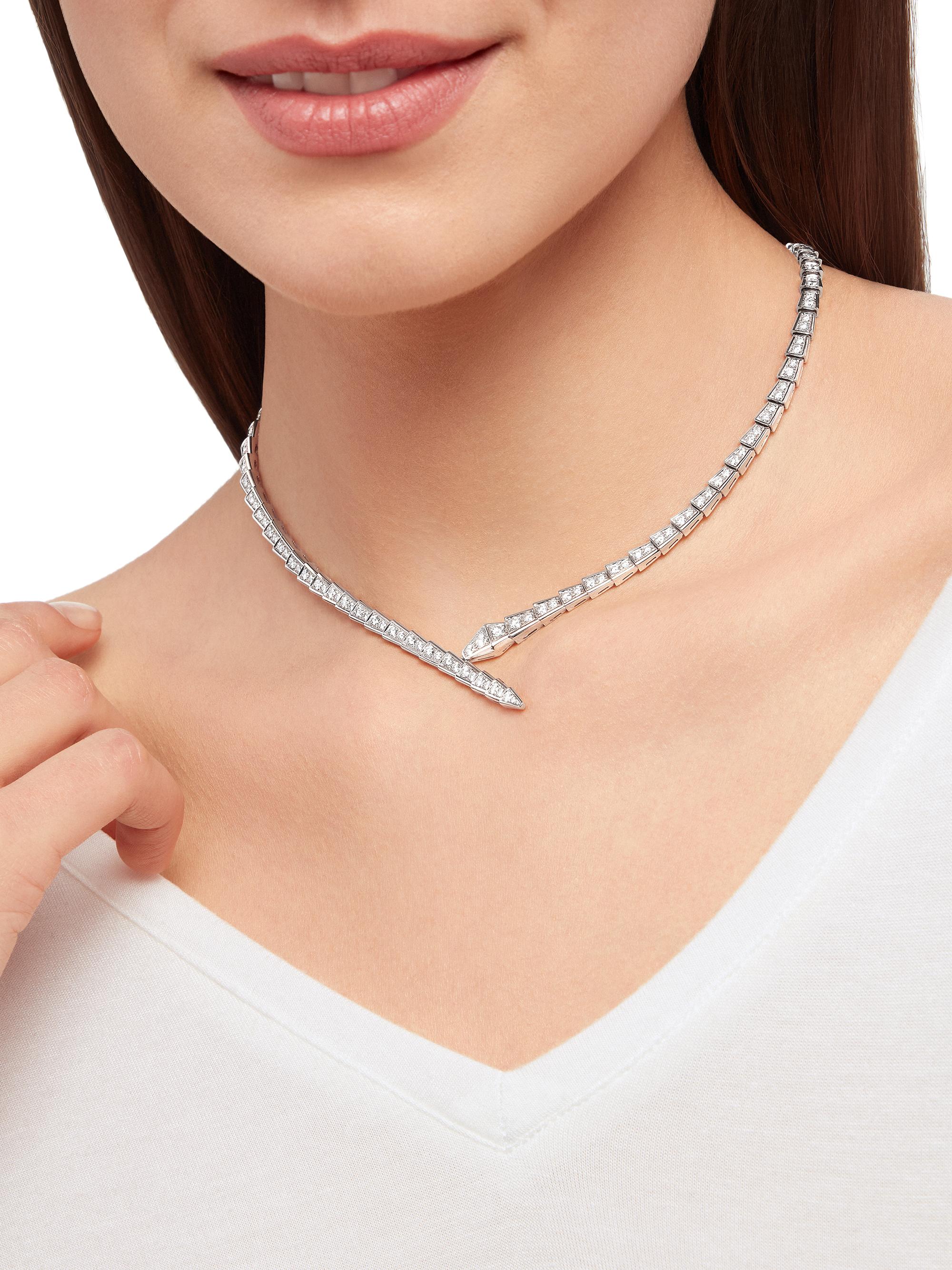 BVLGARI Serpenti Viper 18K White Gold & Diamond Necklace | Saks