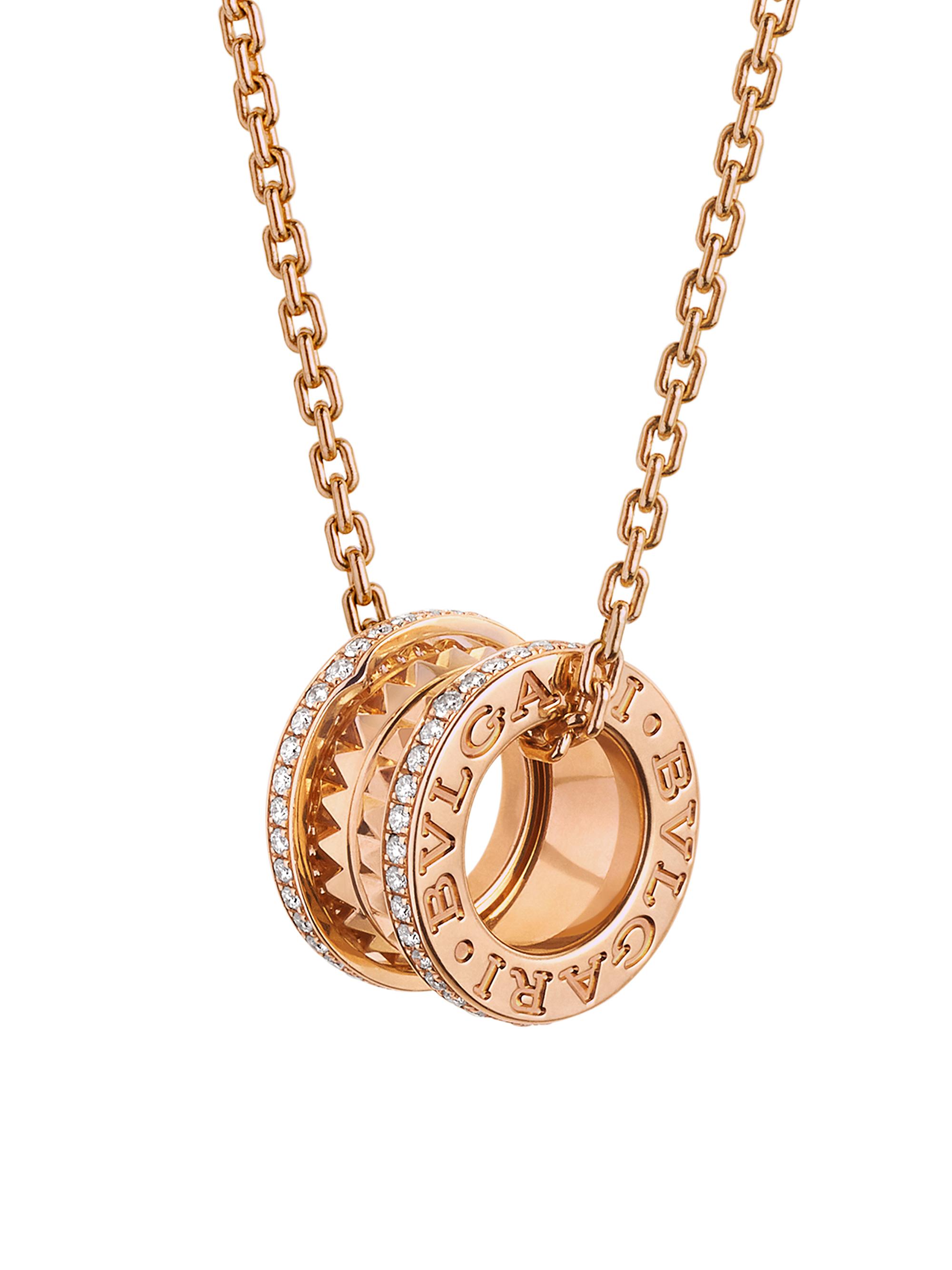 BVLGARI Women's B. zero1 18K Rose Gold & 0.38 TCW Diamond Pendant Necklace - Pink Gold