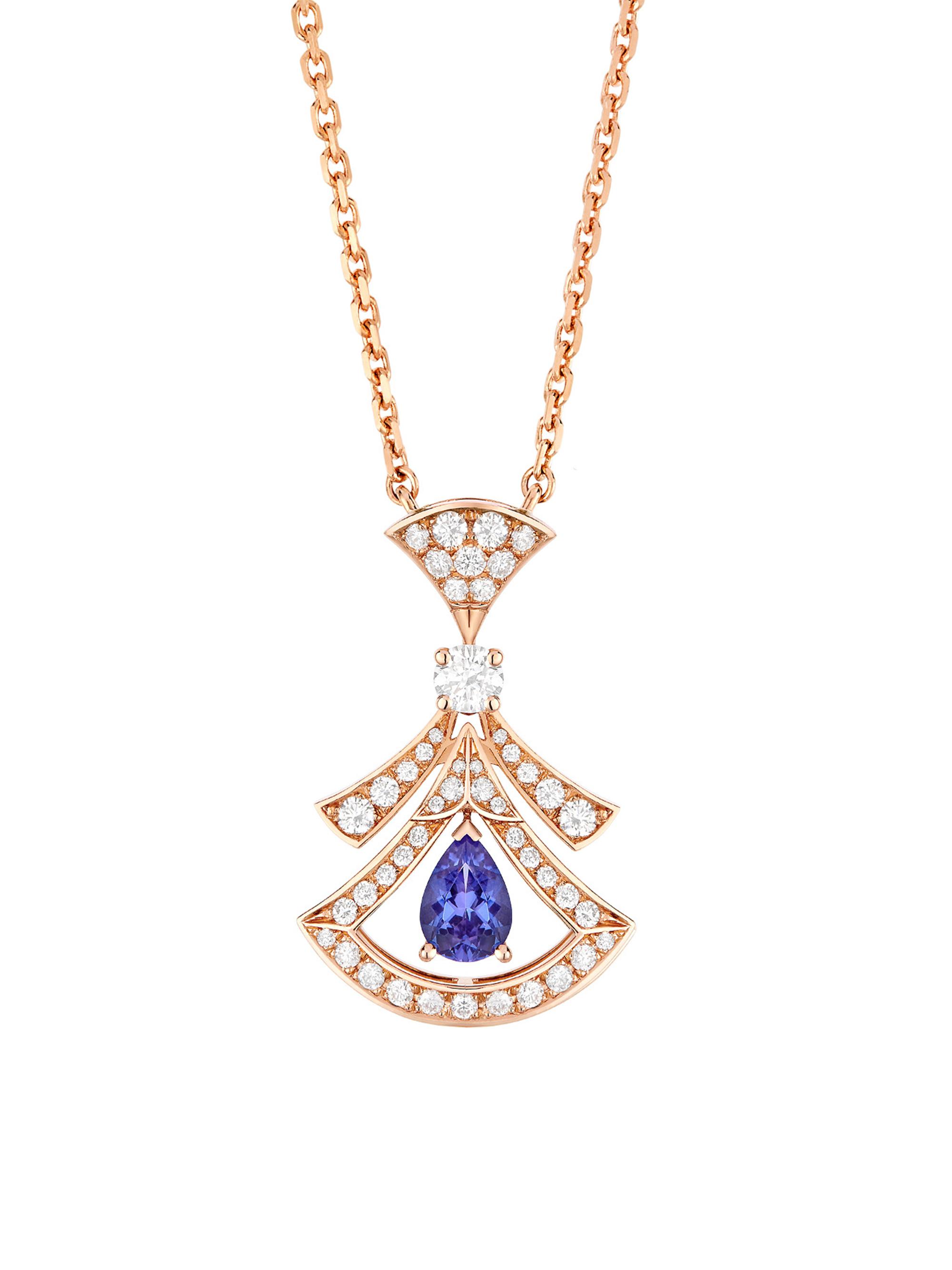 BVLGARI Women's Divissima 18K Rose Gold, 0.46 TCW Diamond & Tanzanite Pendant Necklace - Rose Gold