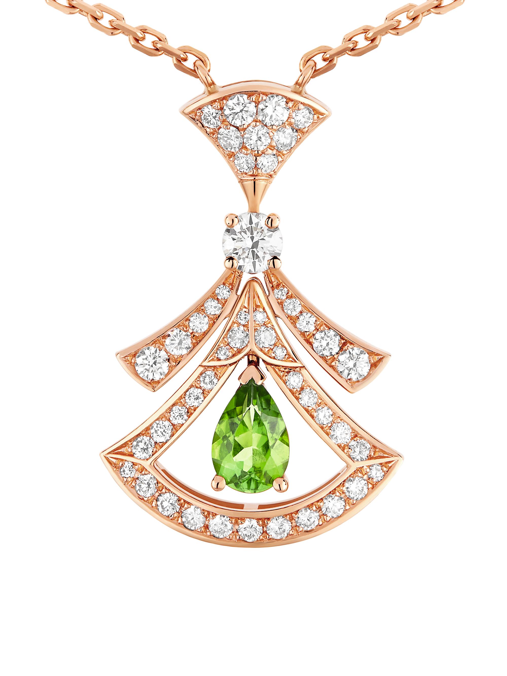 BVLGARI Divissima 18K Rose Gold, 0.46 TCW Diamond & Green