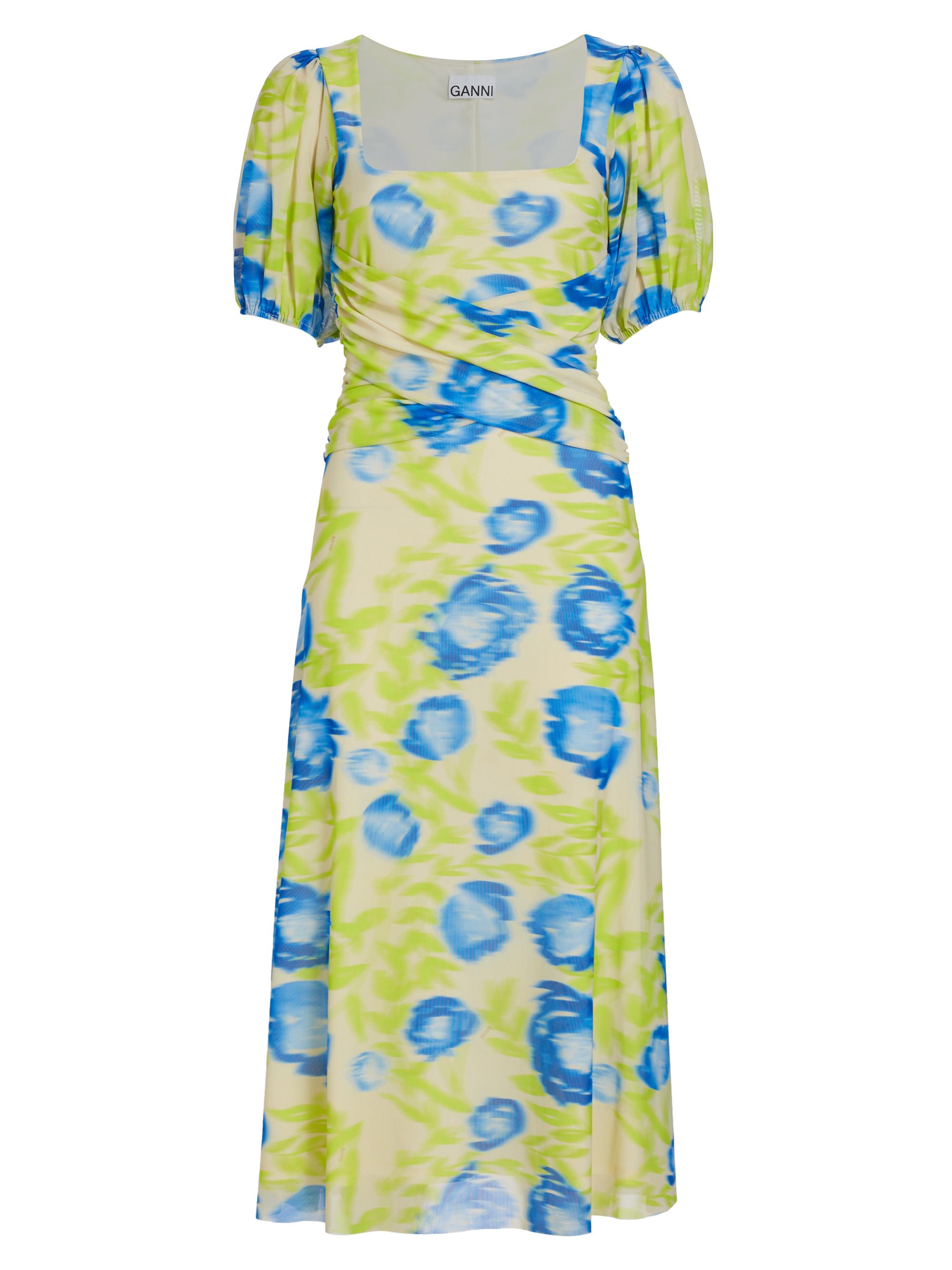 Ganni Women's Crisscross Mesh Midi-Dress - Strong Blue