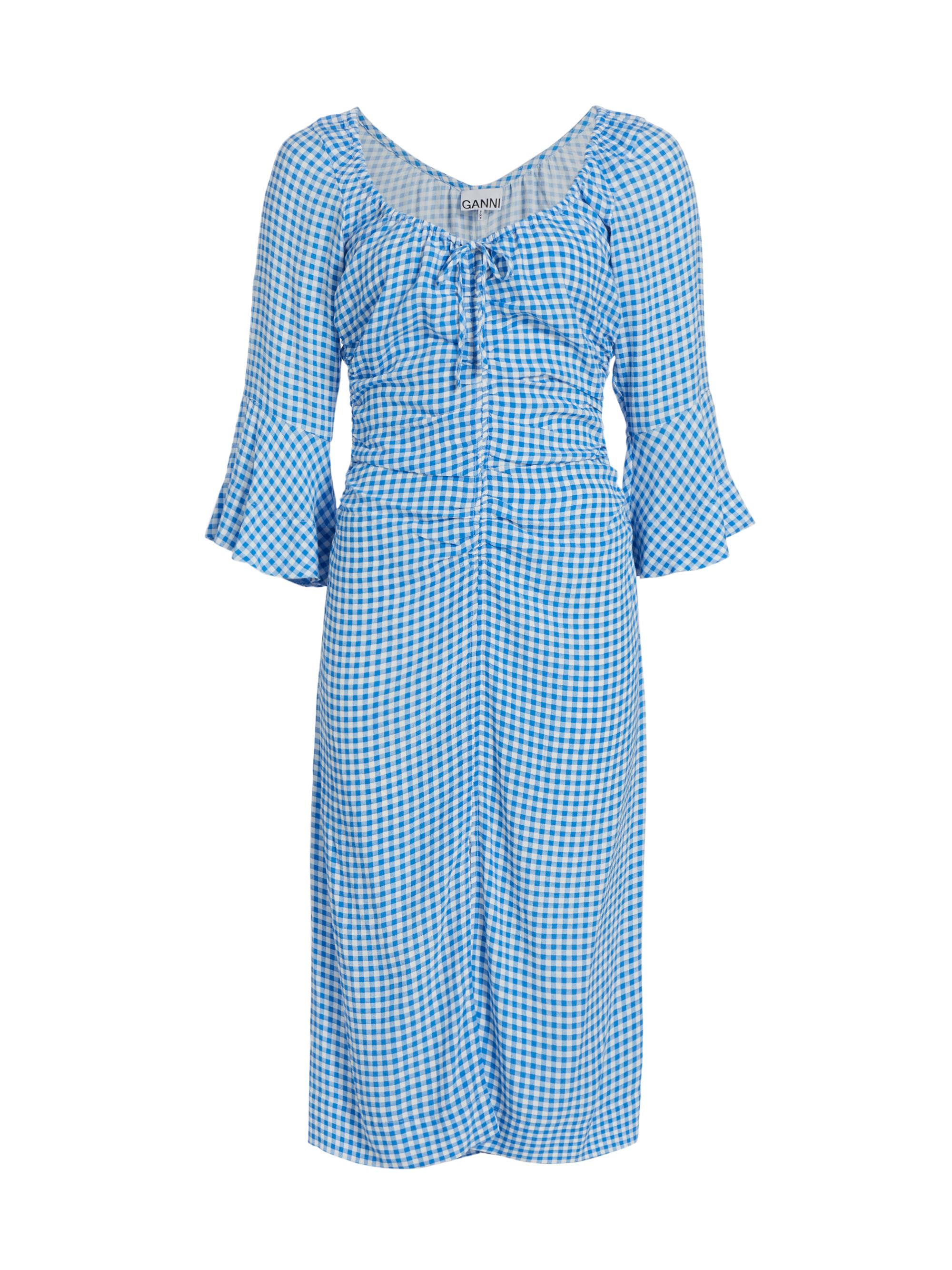 Ganni Checkered Crepe Midi-Dress | Saks Fifth Avenue