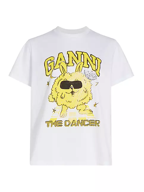 Shop Ganni Dance Bunny Graphic T Shirt   Saks Fifth Avenue