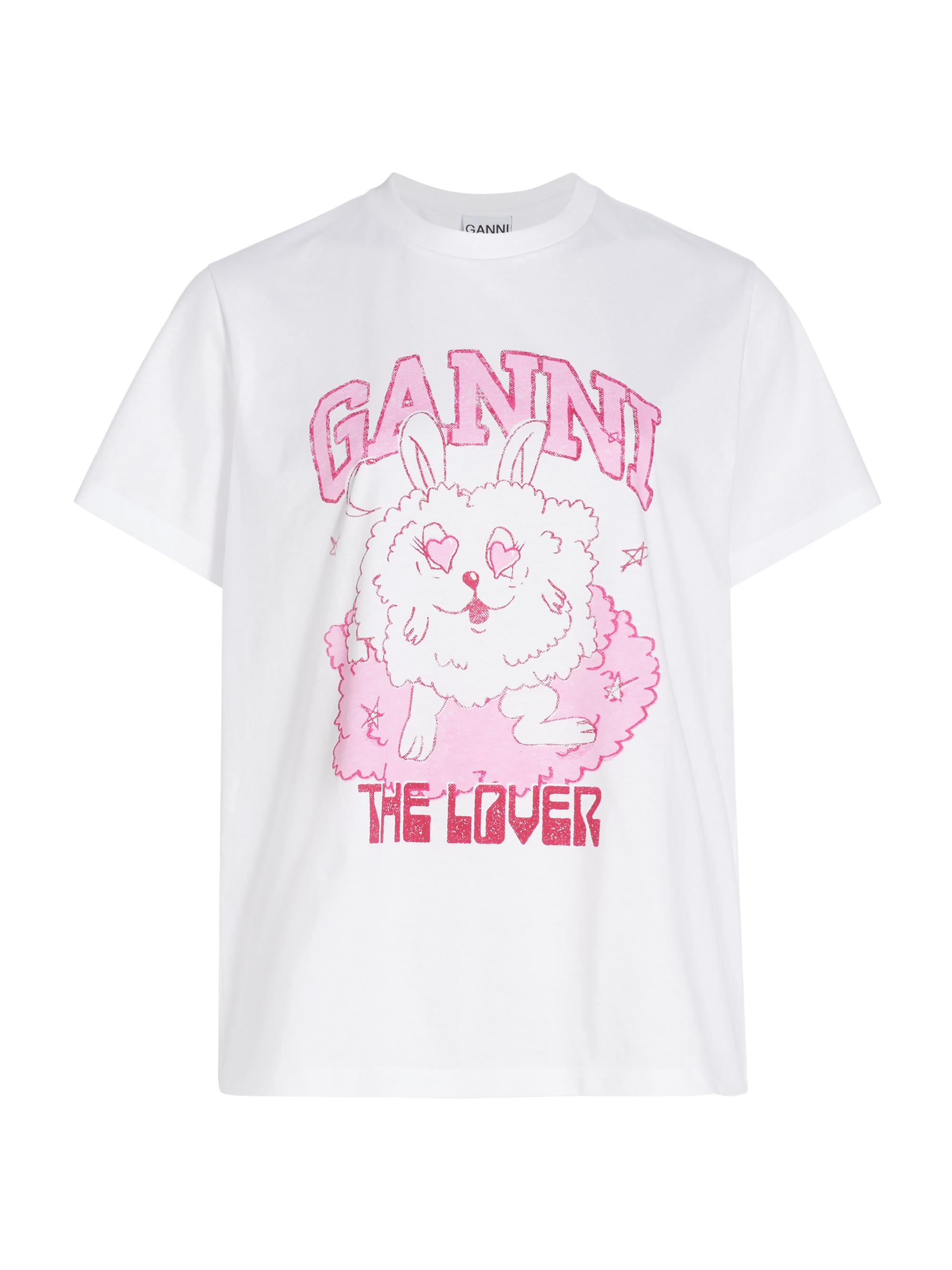 Ganni Women's Love Bunny Graphic T-Shirt - Bright White