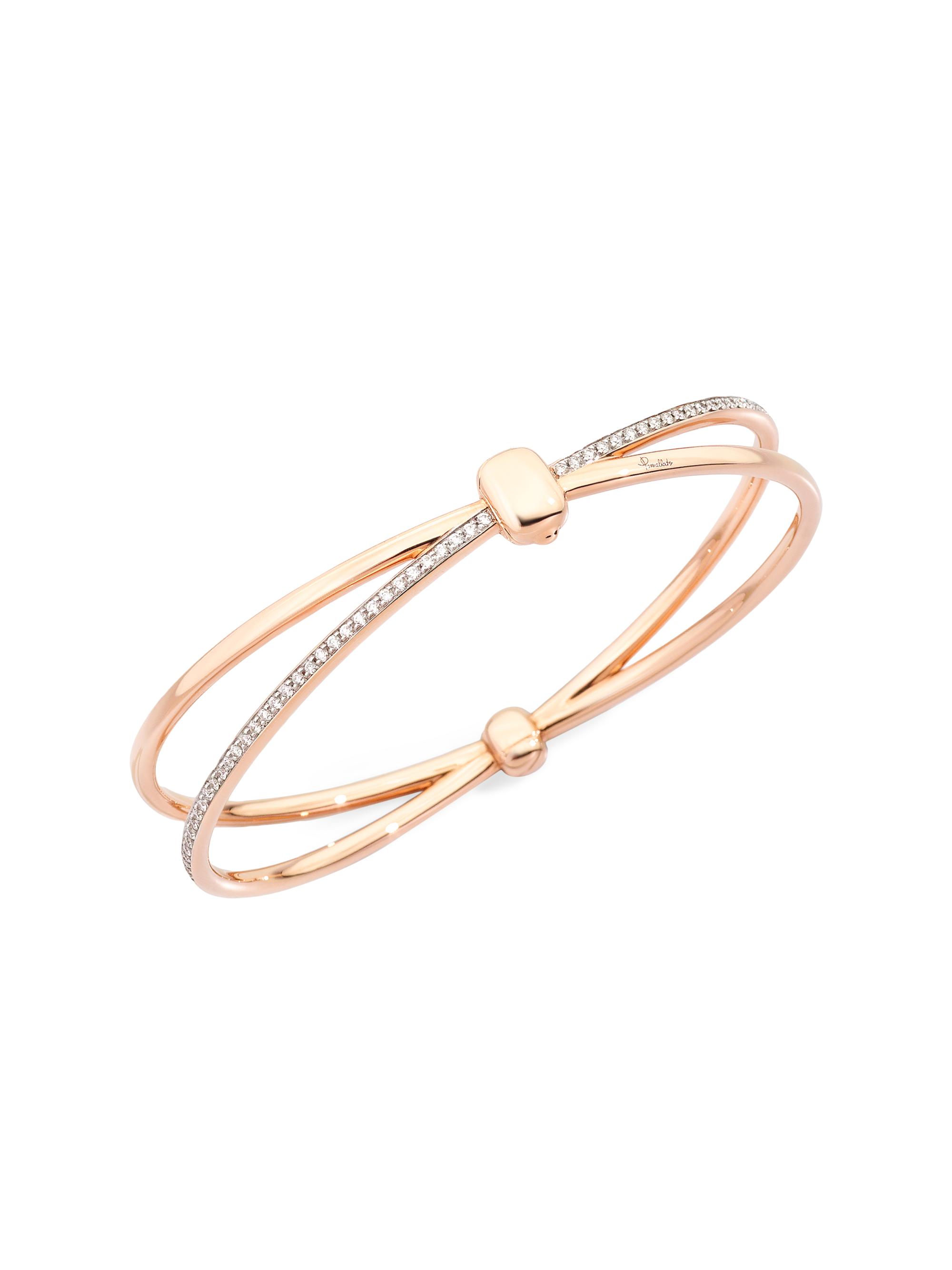 Pomellato Women's Together 18K Rhodium-Plated Rose Gold & 0.9 TCW Diamond Bangle - Brown