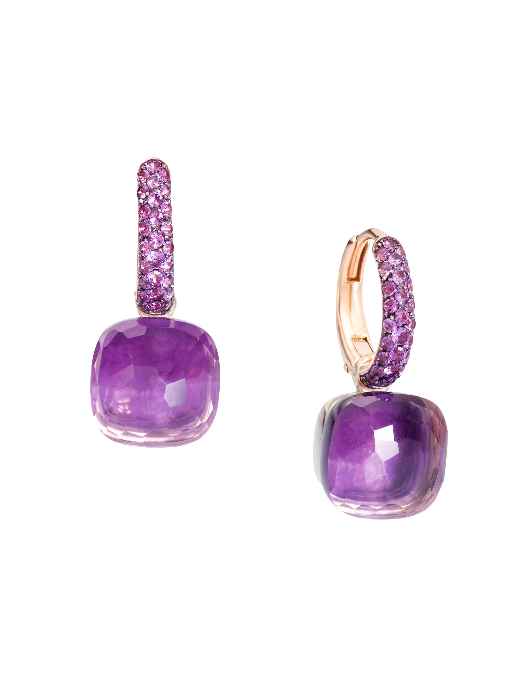 Pomellato Women's Nudo 18K Black-Rhodium-Plated Rose Gold, Amethyst & Jade Doublet Drop Earrings - Purple