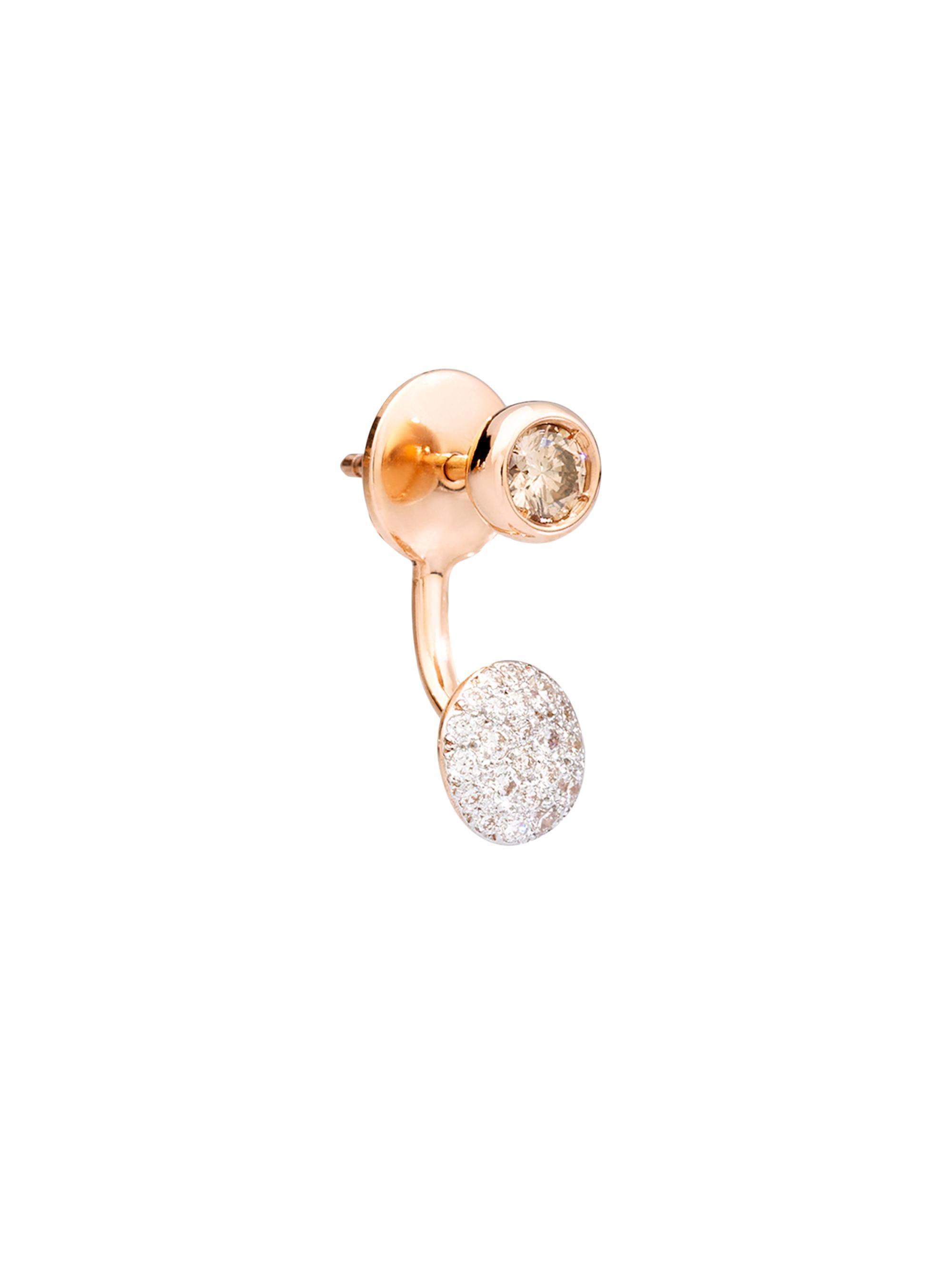 Pomellato Women's Sabbia 18K Rose & White Gold, White & Brown Diamond Single Earring - Pink Gold
