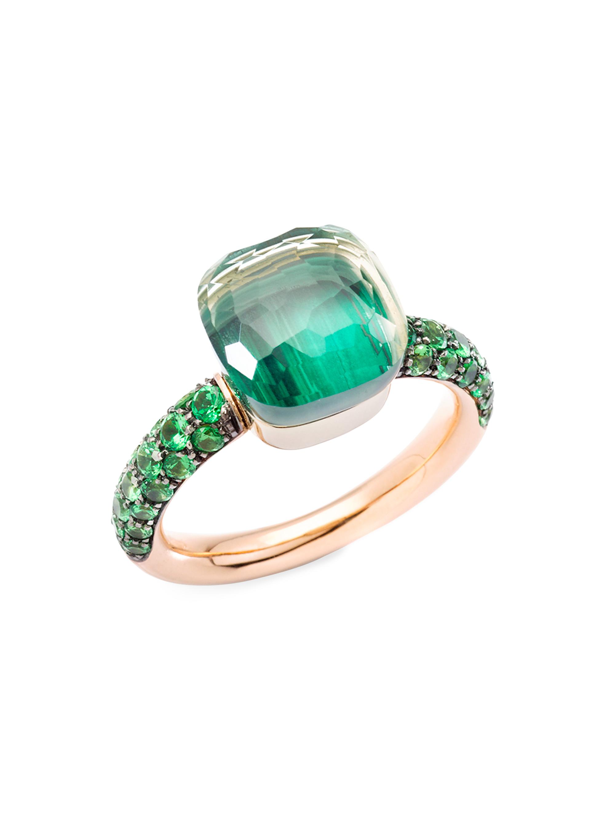 Pomellato Women's Nudo Classic Petit Two-Tone 18K Gold & Multi-Stone Ring - Green