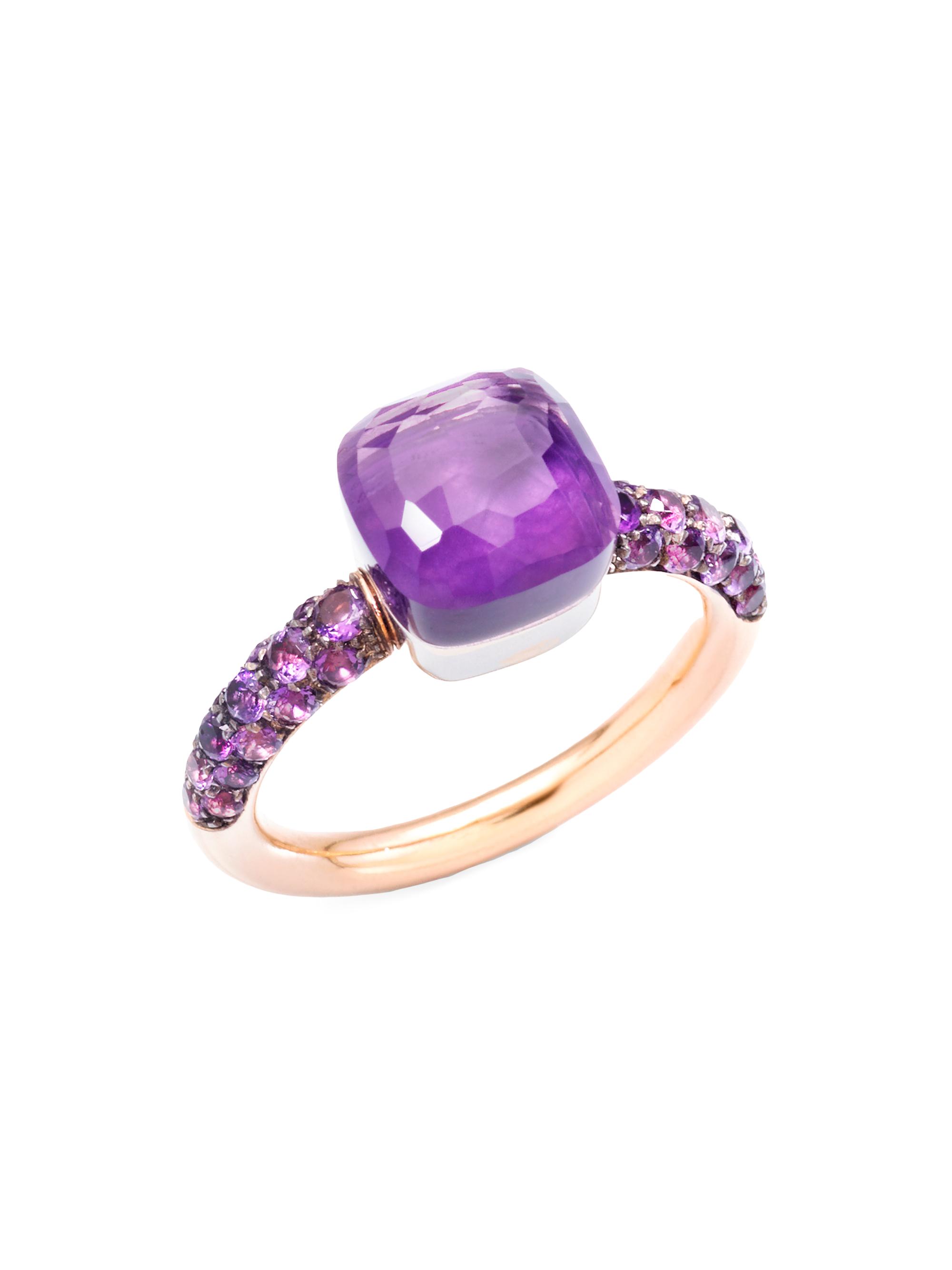 Pomellato Women's Nudo Classic Petit Two-Tone 18K Gold, Amethyst & Jade Ring - Purple