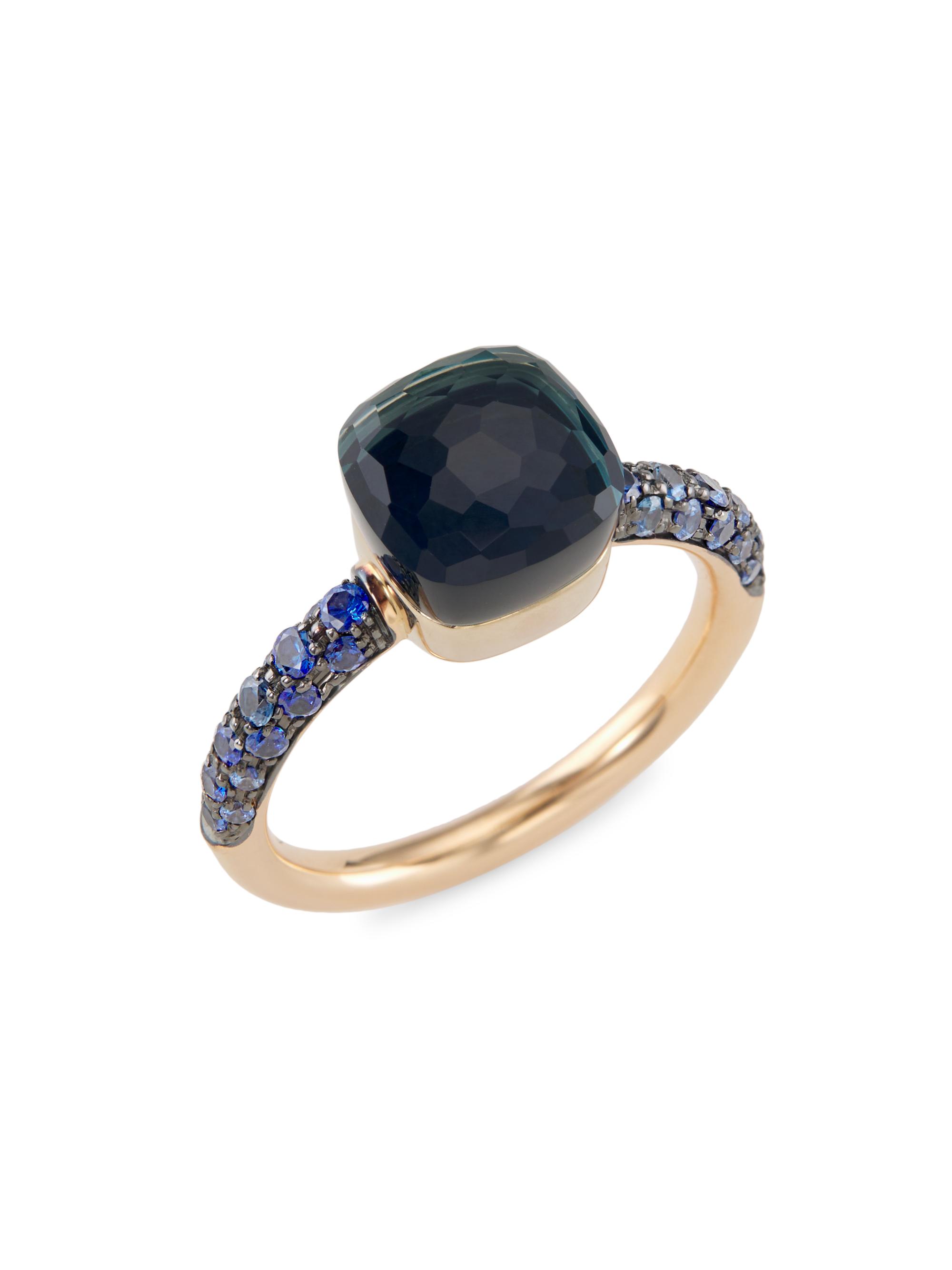 Pomellato Women's Nudo Classic Petit Two-Tone 18K Gold & Multi-Stone Ring - Blue