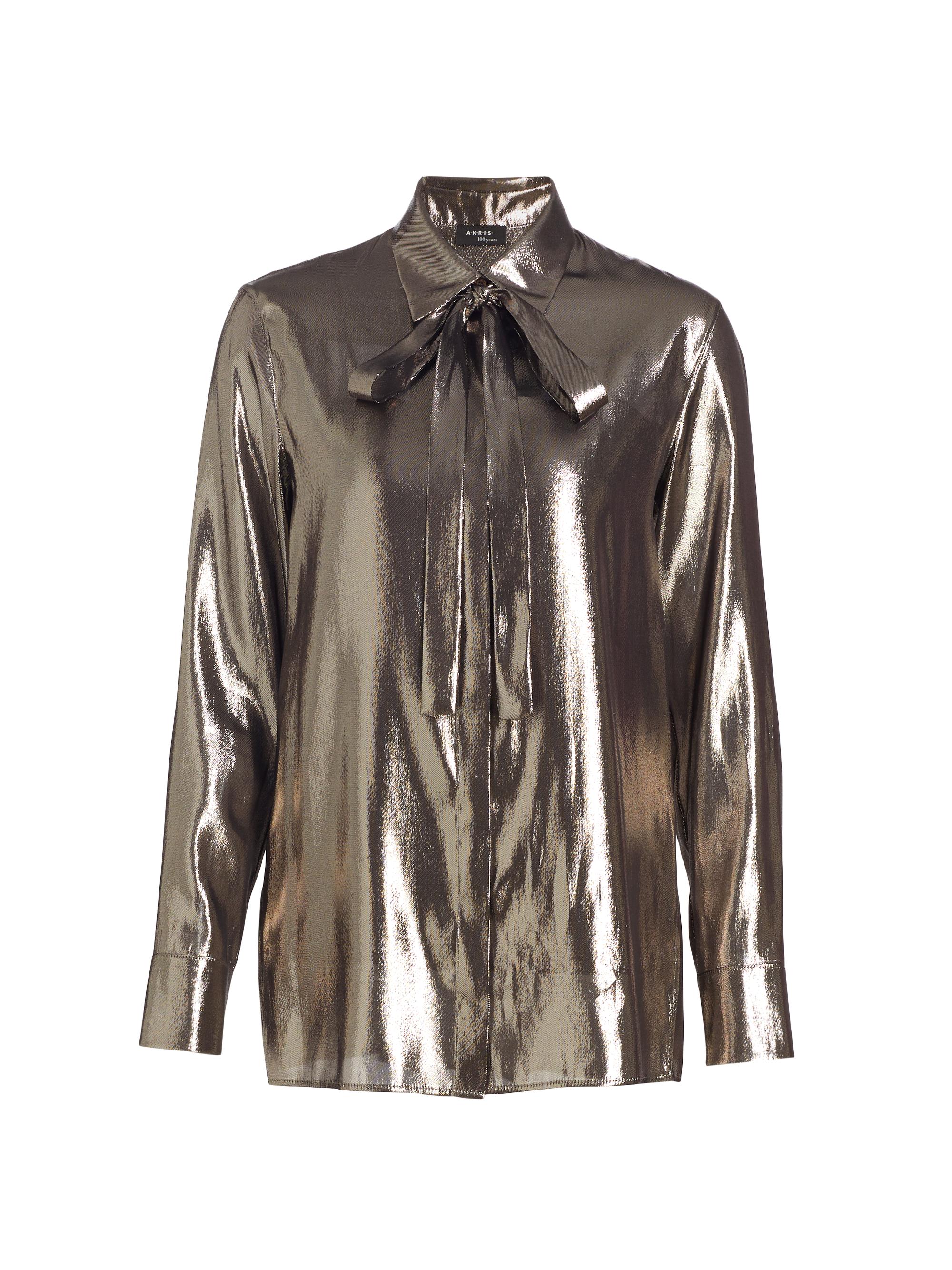 silver tie neck blouse