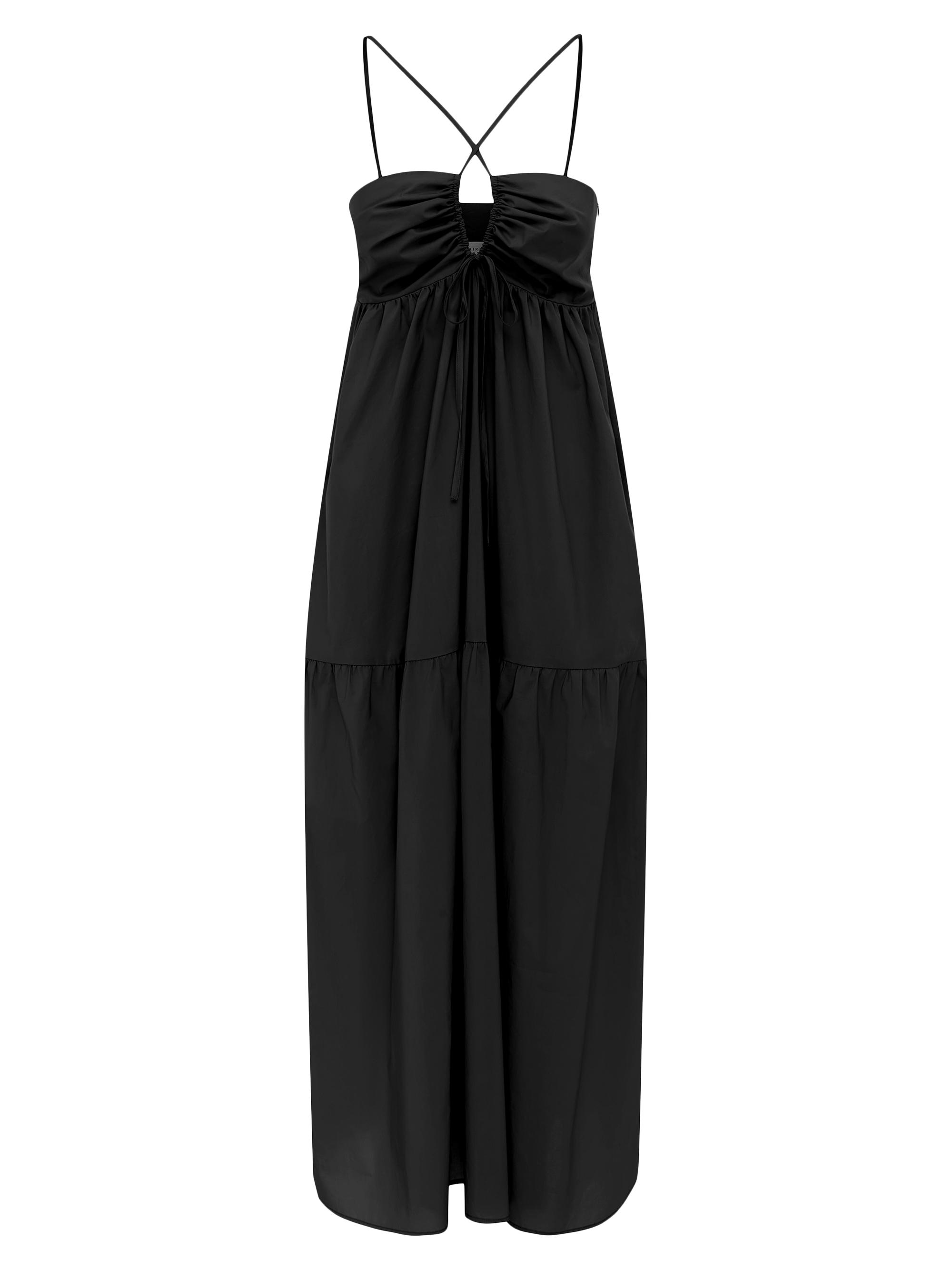 【ANDESED】double cross all in one dress Draped One-shoulder Satin Maxi Bridesmaid Dress With Pockets