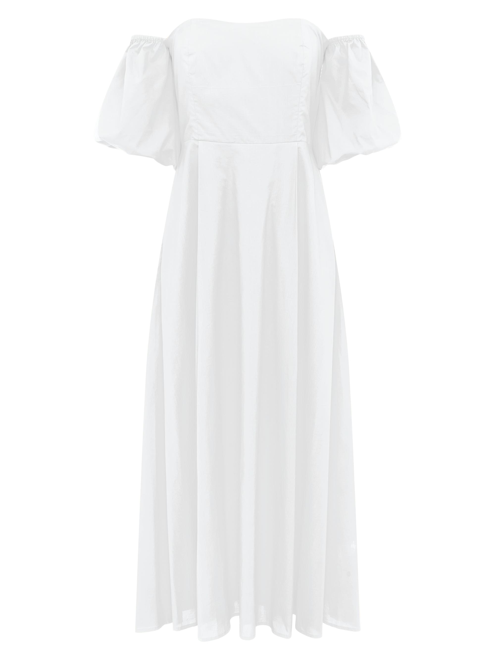 Bird & Knoll Women's Ziggy Off-The-Shoulder Midi-Dress - White