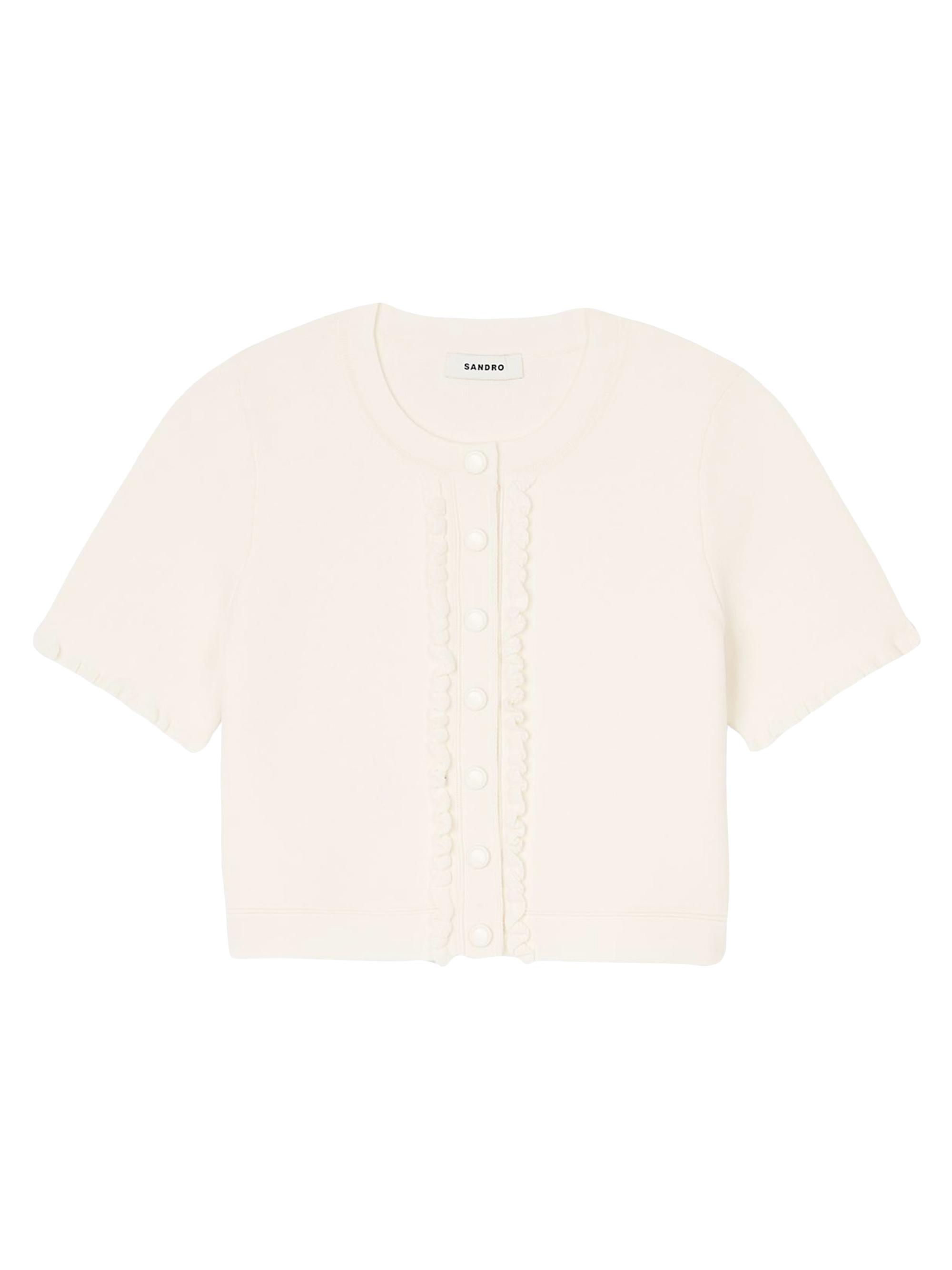 Sandro Women's Ruffled Cardigan - Ecru