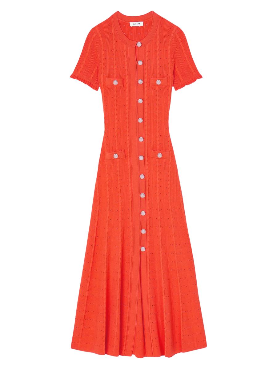 SANDRO サンドロ ノースリーブバーガンディミディドレス Sandro Knit Midi Dress | Saks Fifth Avenue