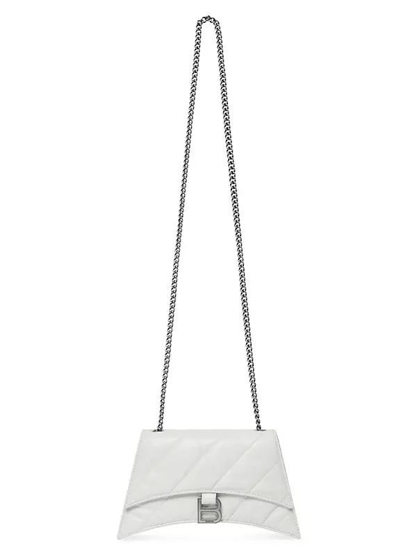 Women's Crush Medium Chain Bag Quilted in Optic White