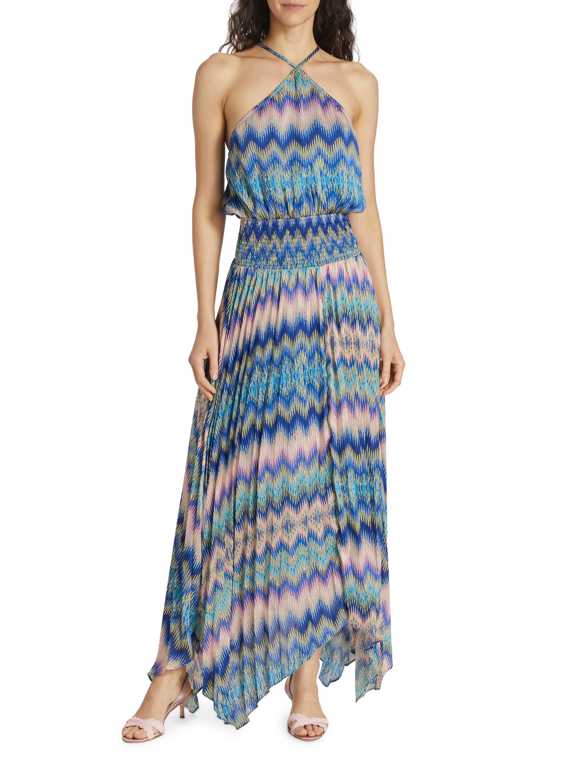 Ramy Brook Giana Chevron-Print Handkerchief Maxi Dress | Saks Fifth Avenue