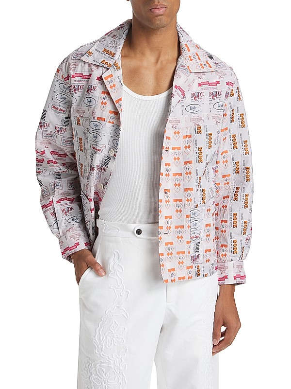 Shop Bode Clinton Street Label Overshirt | Saks Fifth Avenue Shop Bode Clinton Street Label Overshirt | Saks Fifth Avenue