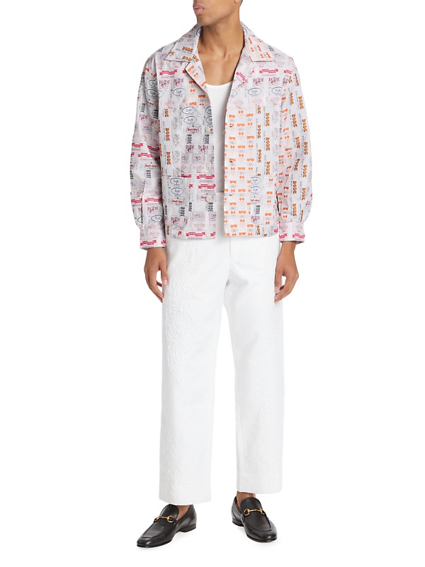 Shop Bode Clinton Street Label Overshirt | Saks Fifth Avenue Shop Bode Clinton Street Label Overshirt | Saks Fifth Avenue