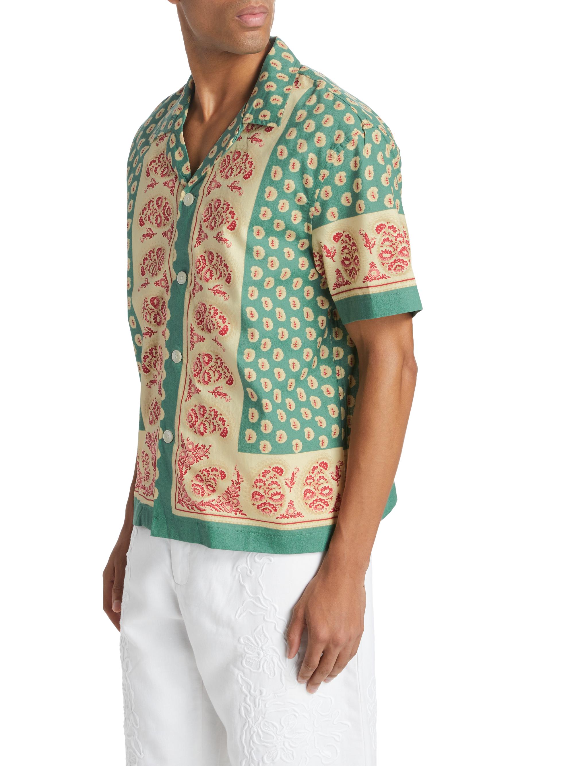 Bode Paisley Frame Short-Sleeve Shirt | Saks Fifth Avenue