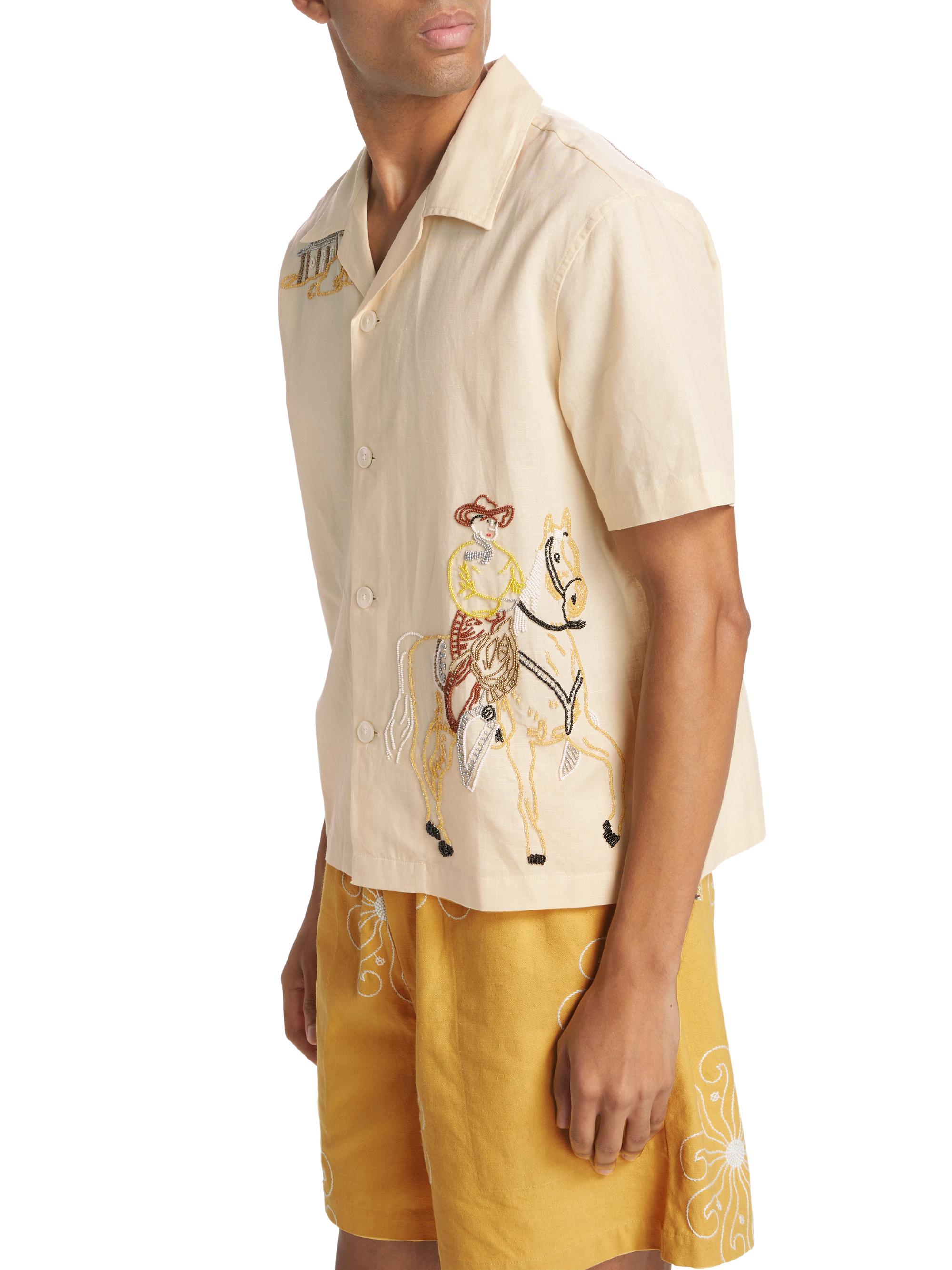 Bode Beaded Buckaroo Short-Sleeve Shirt | Saks Fifth Avenue