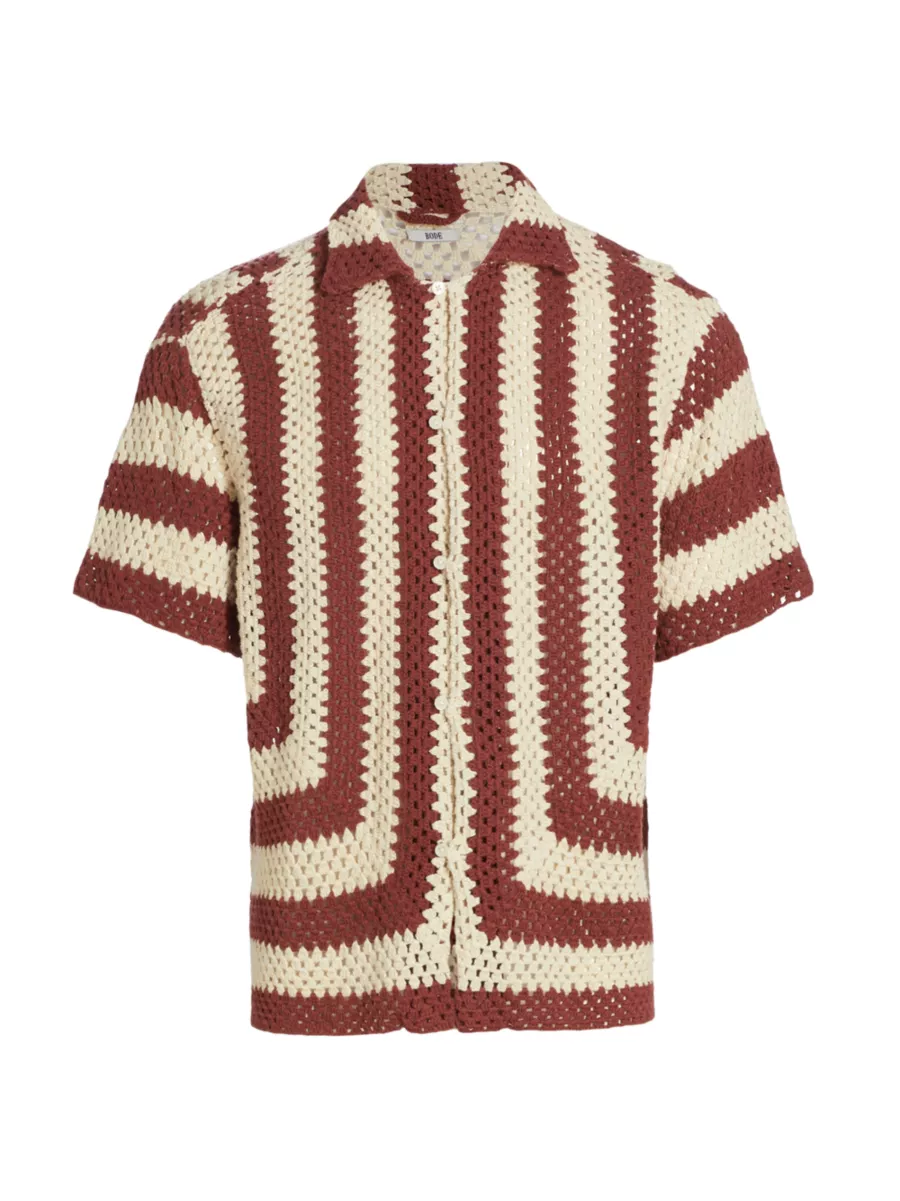 Shop Bode Flagship Striped Crochet Shirt | Saks Fifth Avenue Shop Bode Flagship Striped Crochet Shirt | Saks Fifth Avenue