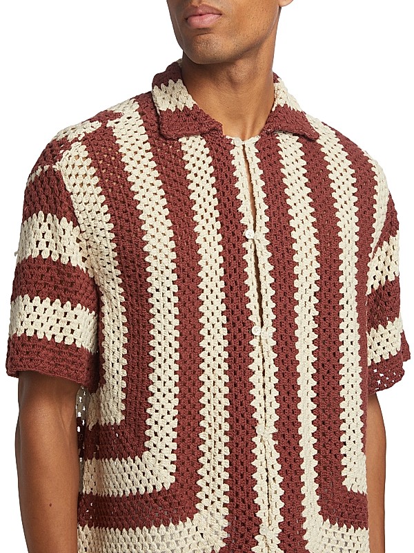 Shop Bode Flagship Striped Crochet Shirt | Saks Fifth Avenue Shop Bode Flagship Striped Crochet Shirt | Saks Fifth Avenue