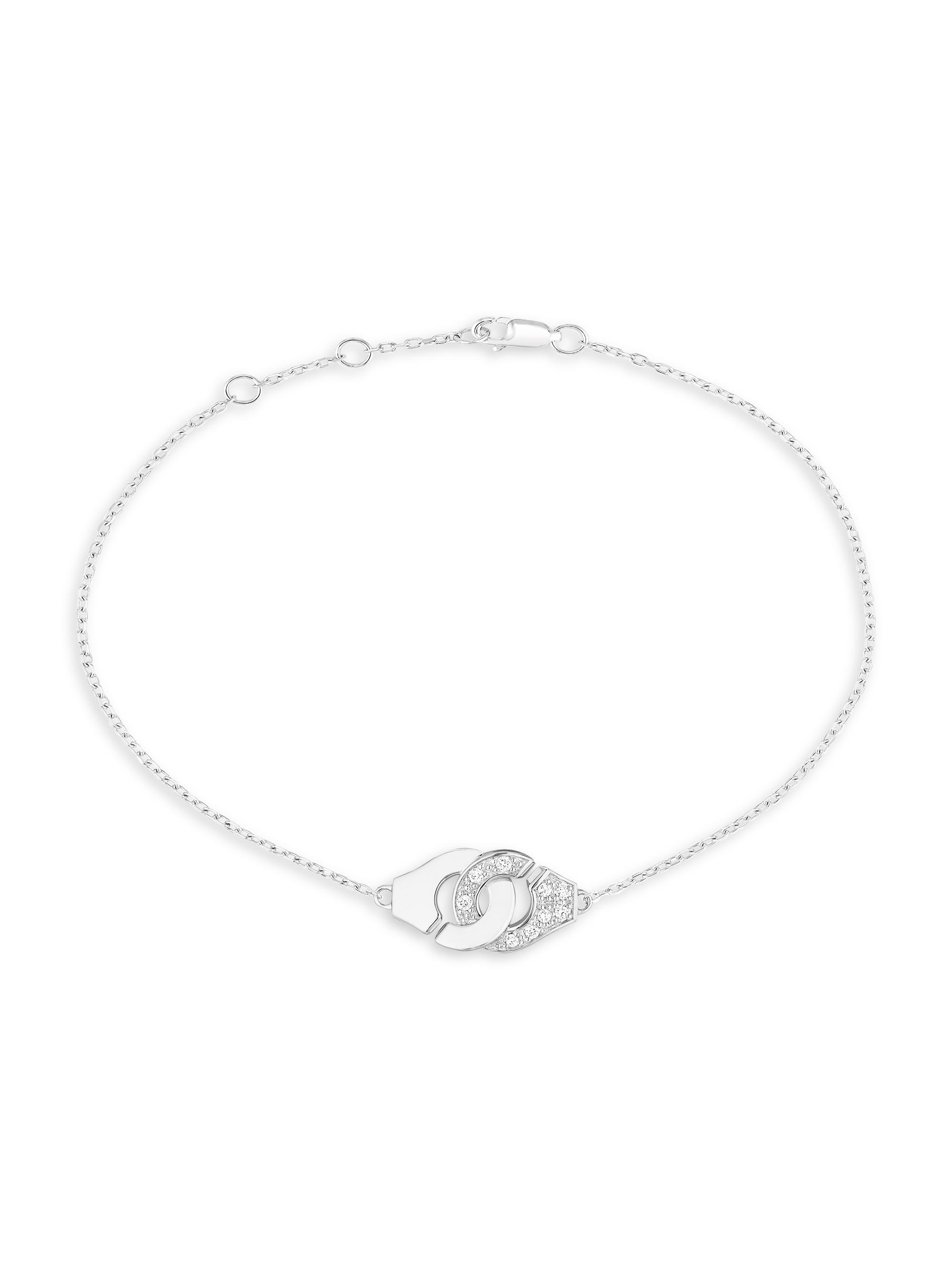 Dinh Van Women's Menottes  R8 18K White Gold & Diamond Chain Bracelet