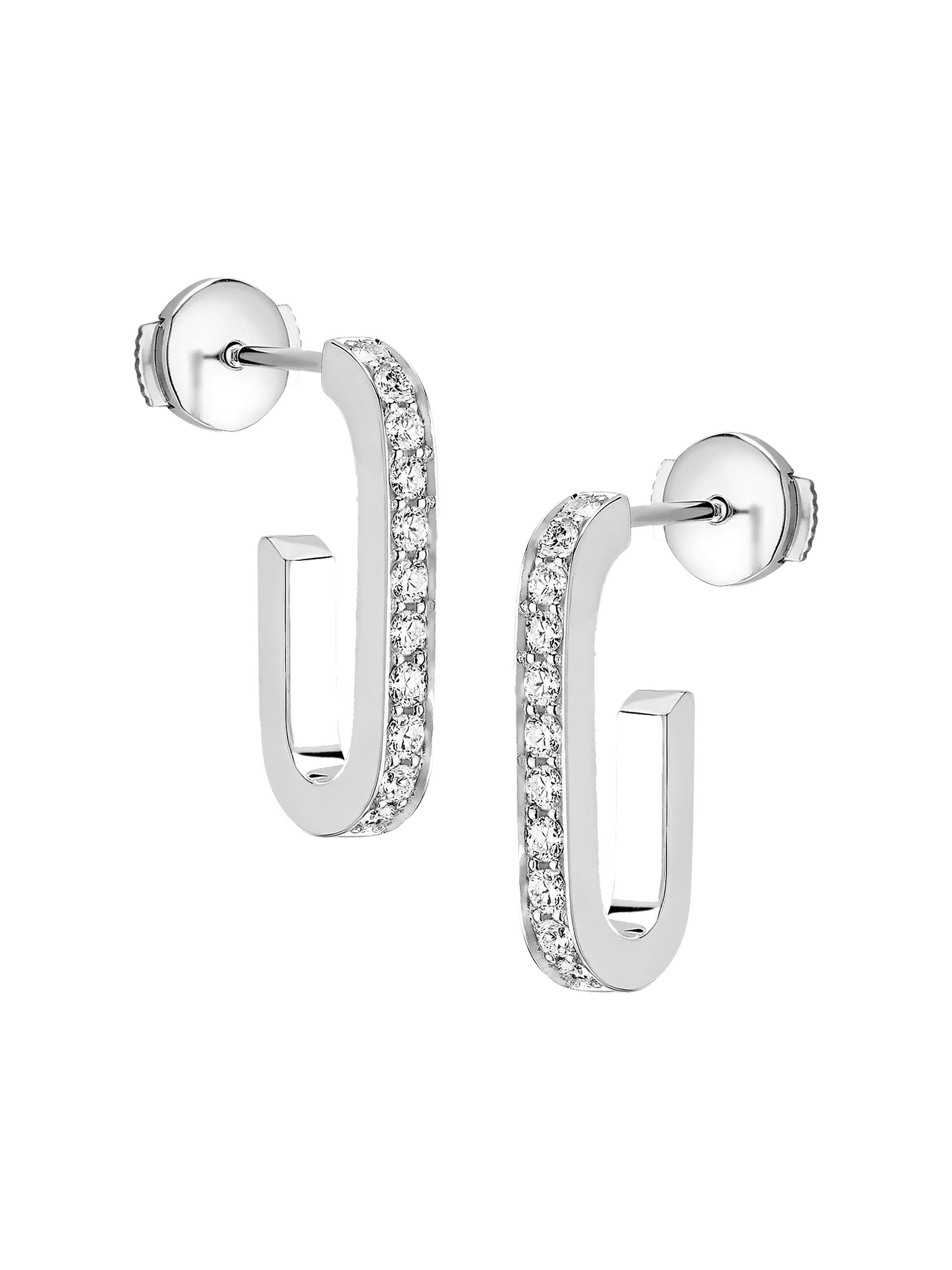 Dinh Van Women's Maillon 18K White Gold & 0.4 TCW Diamonds L-Hoop Earrings - White Gold