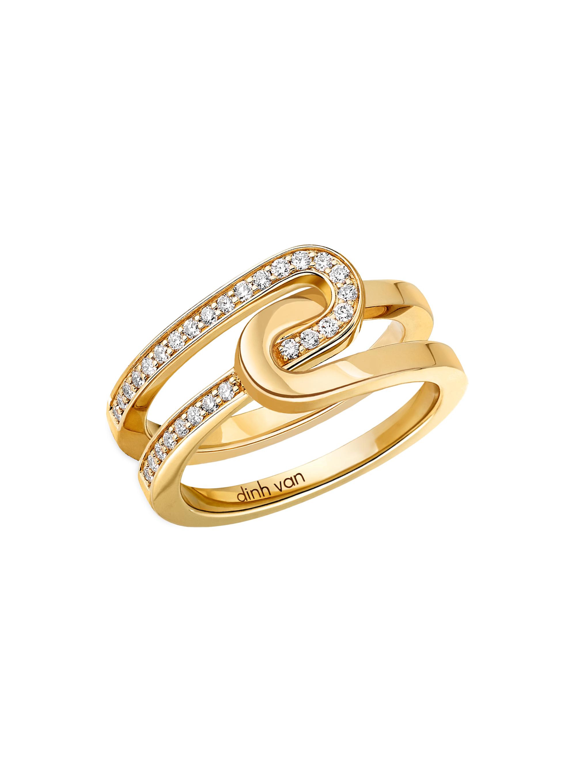 Dinh Van Women's Maillon Star Small 18K Yellow Gold & 0.2 TCW Diamond Ring - Yellow Gold
