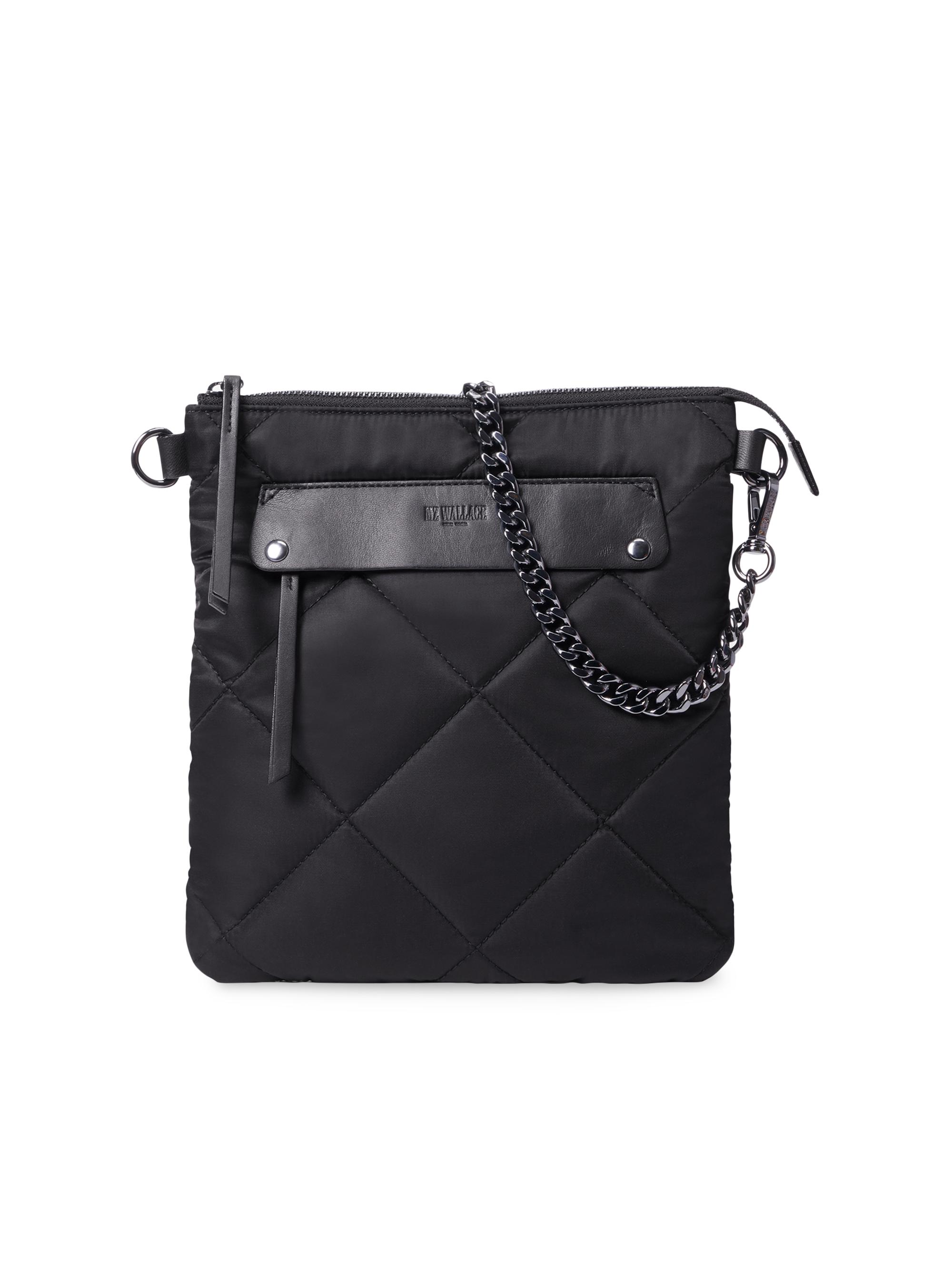 MZ Wallace Women's Madison Quilted Flat Crossbody Bag - Black